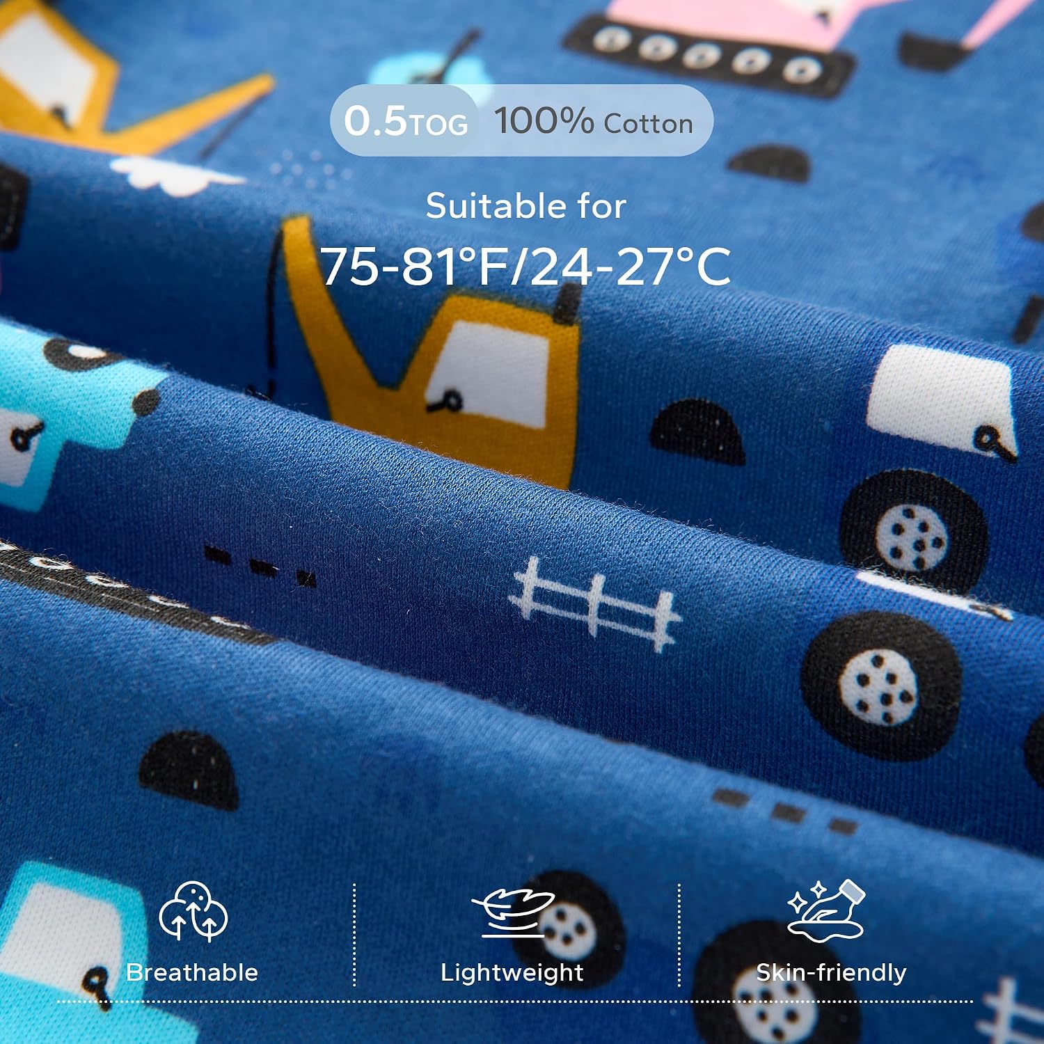 Detalle de ZIGJOY 0.5 Tog Baby Sleeping Bag – 100% Cotton Summer Sleep Sack (6-12 Months)