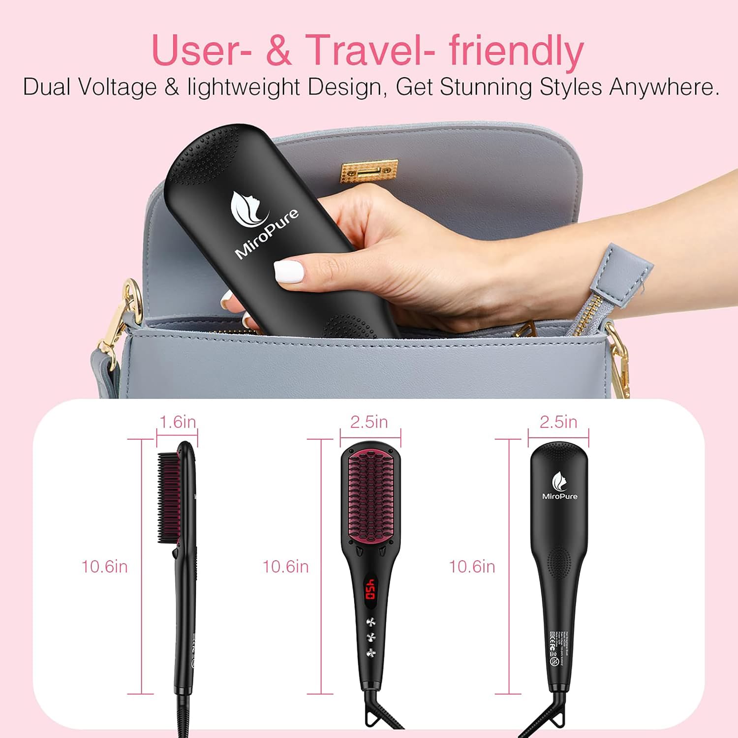 Detalle 2 de MiroPure 2 in 1 hair straightener brush