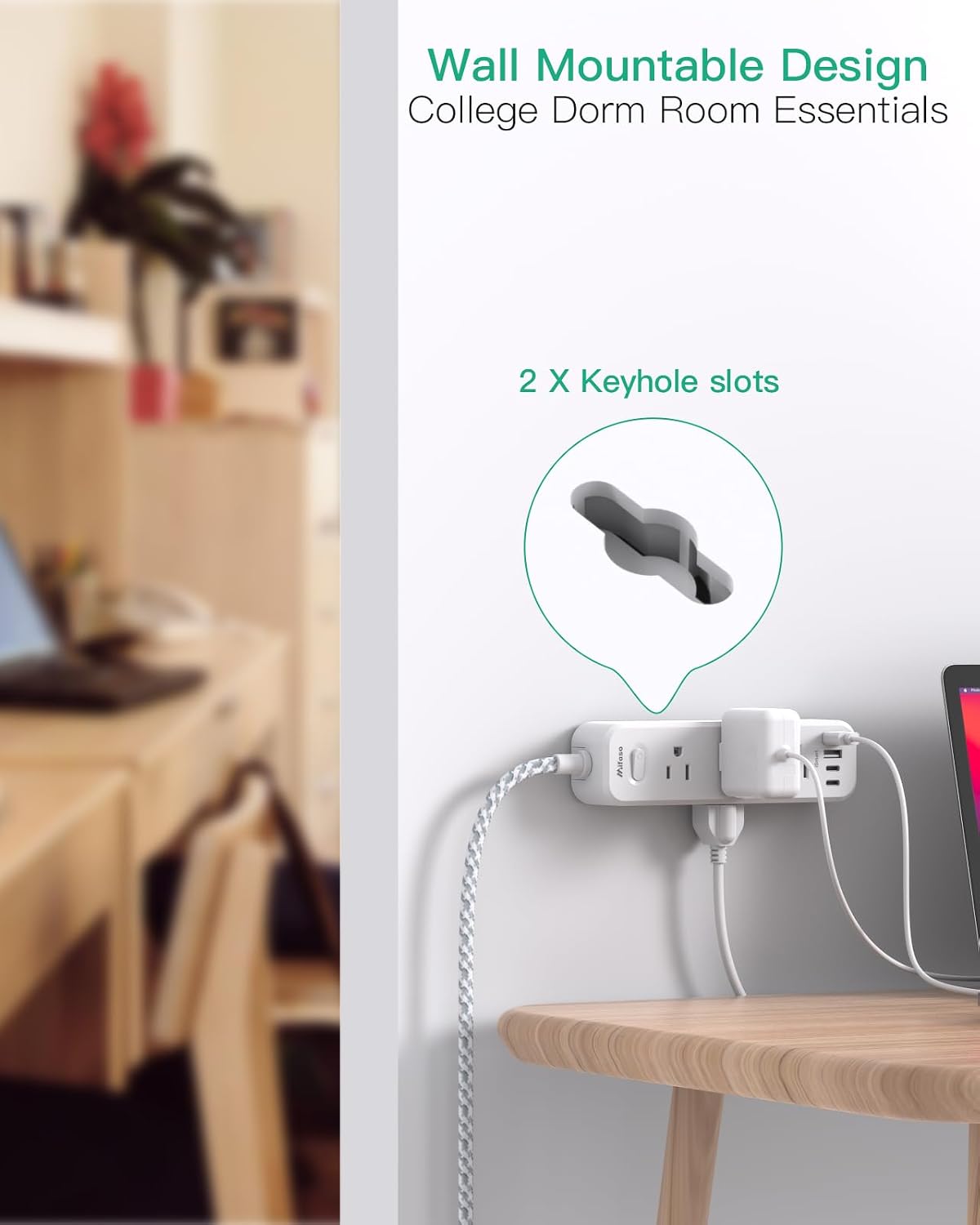 Thumbnail 6 de Mifaso MFS9W3UC Power Strip with 15-Foot Cord, 9 AC Outlets and 900J Surge Protection