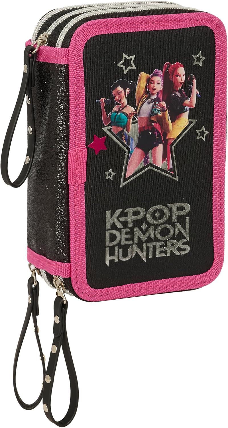Detalle de Safta K-POP Demon Hunters ENERGY – Astuccio scuola con 37 pezzi, resistente e versatile