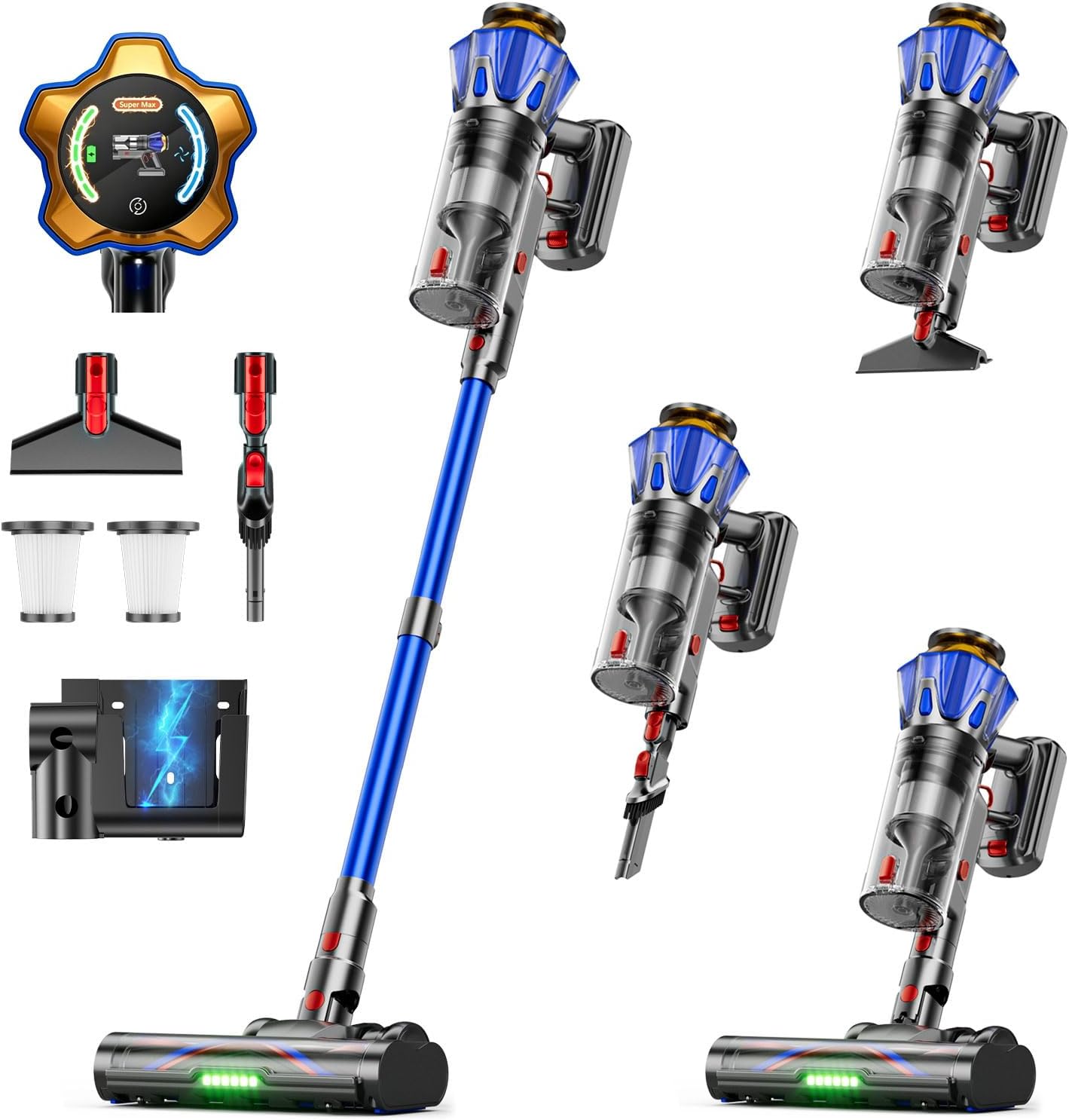 Detalle de InBoon X16 Cordless Stick Vacuum, 60KPa Suction, 70-Minute Runtime, HEPA Filter