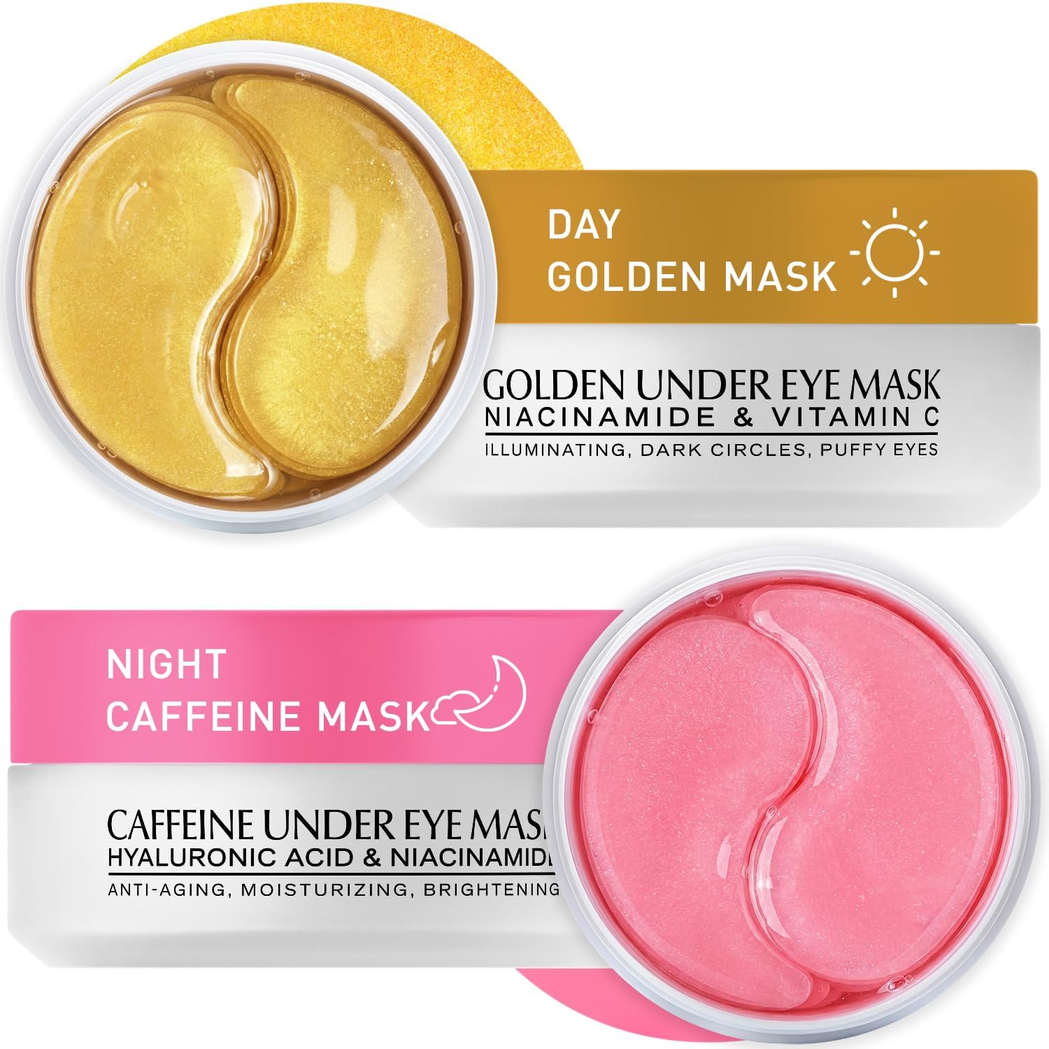 Detalle de Enaskin Naturals Under Eye Patches Kit, 120-Piece 2-Pack with 24K Gold and Rosy Caffeine