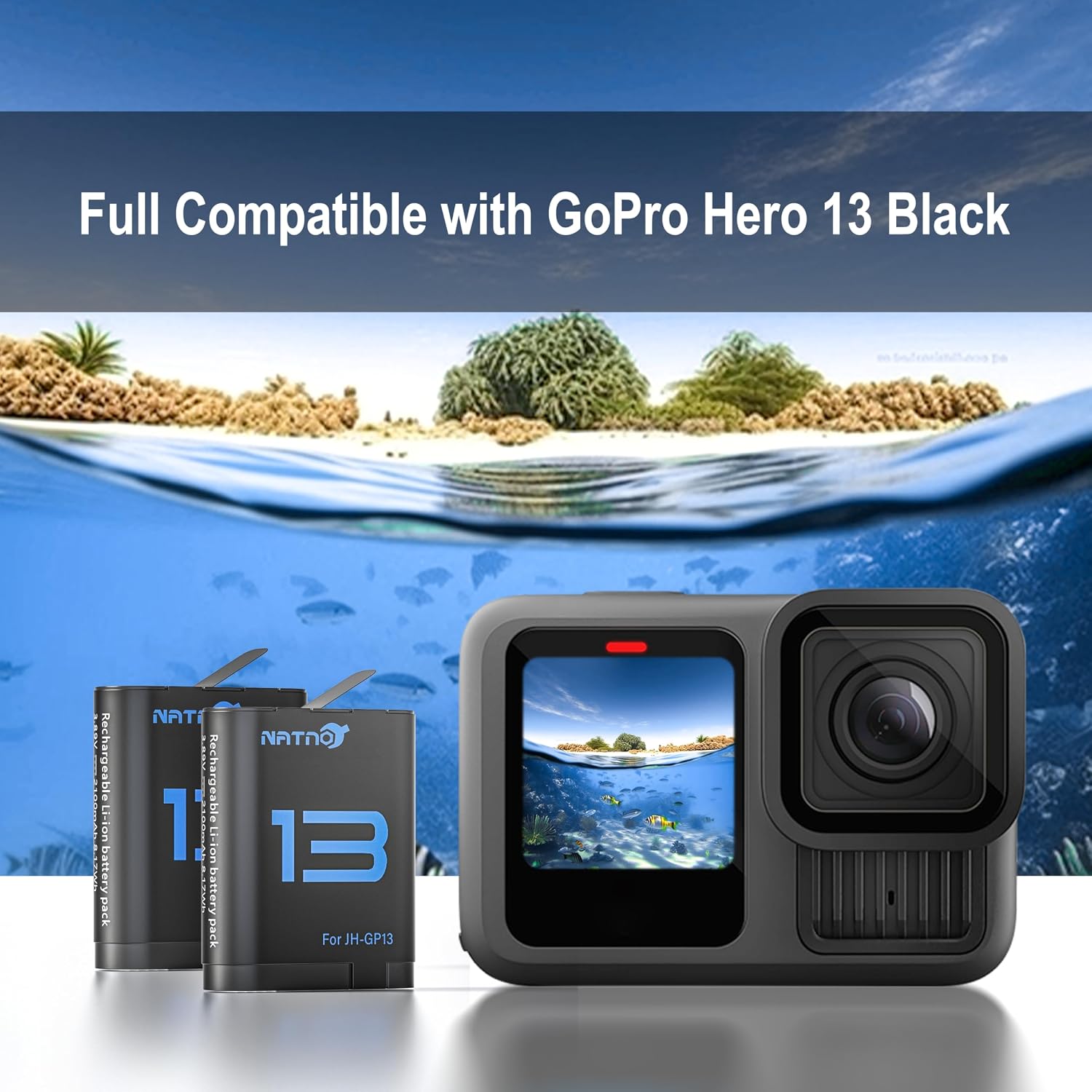 Thumbnail 5 de Battery for Hero 13: 2 Pack 2100mAh Rechargeable Batteries + 3-Channel Charger Case