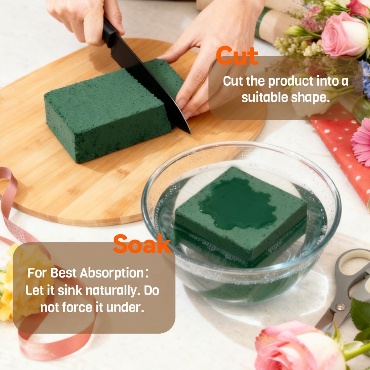 Detalle 2 de gorsent FloralFoam-48 Floral Foam Blocks, 48-Pack for Fresh or Artificial Flowers