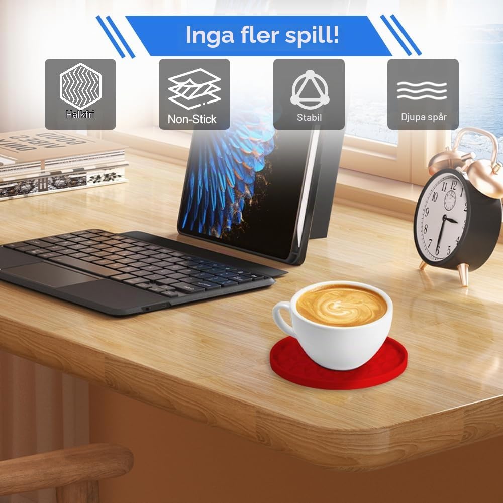 Detalle 2 de AUAUY silikonunderlägg, 6-pack med halkskydd, upphöjd kant och hållare