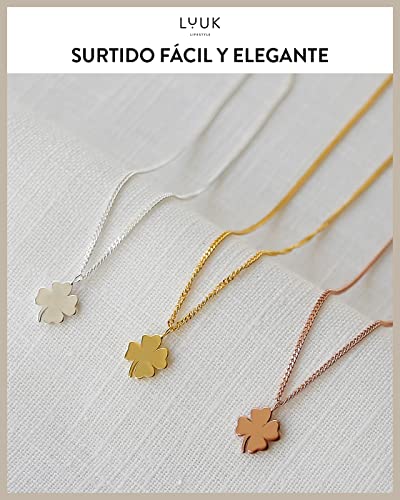 Thumbnail 5 de LUUK LIFESTYLE collar de plata de ley 925 con colgante trébol de cuatro hojas y baño oro rosa