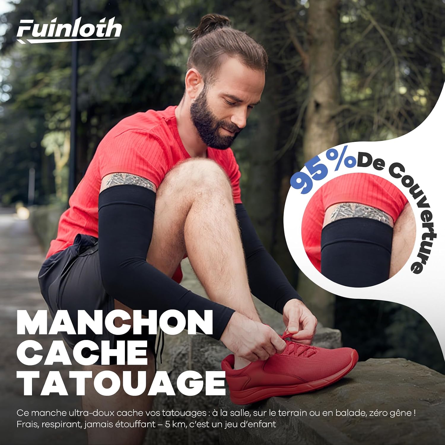 Detalle de fuinloth Manchettes de bras anti-UV pour homme et femme (gaming, sport)