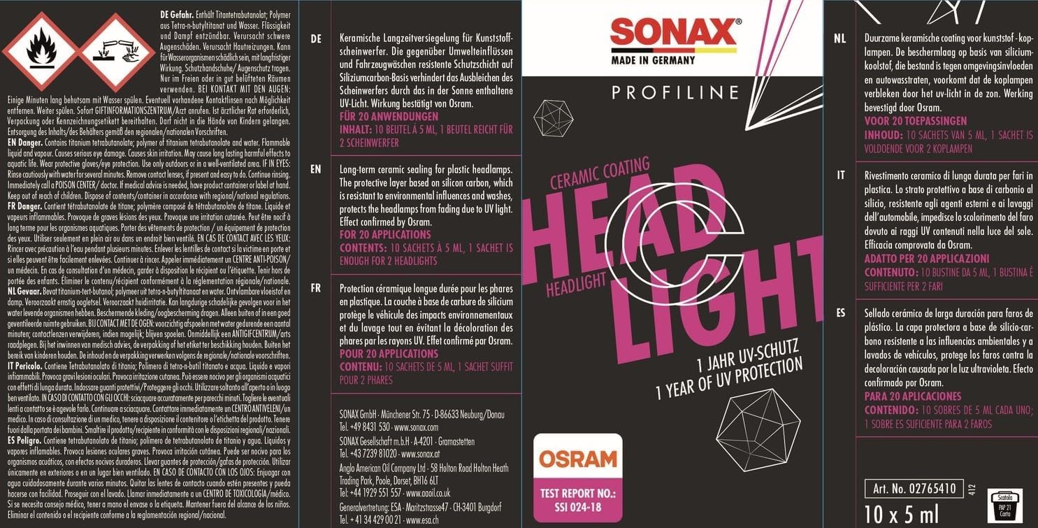Thumbnail 2 de SONAX PROFILINE Headlight coating (50 ml) – protection céramique durable pour phares en plastique