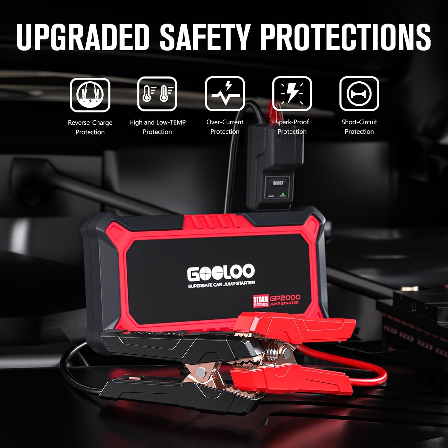 Detalle de GOOLOO GP2000 2000A jump starter for 8.0L cars