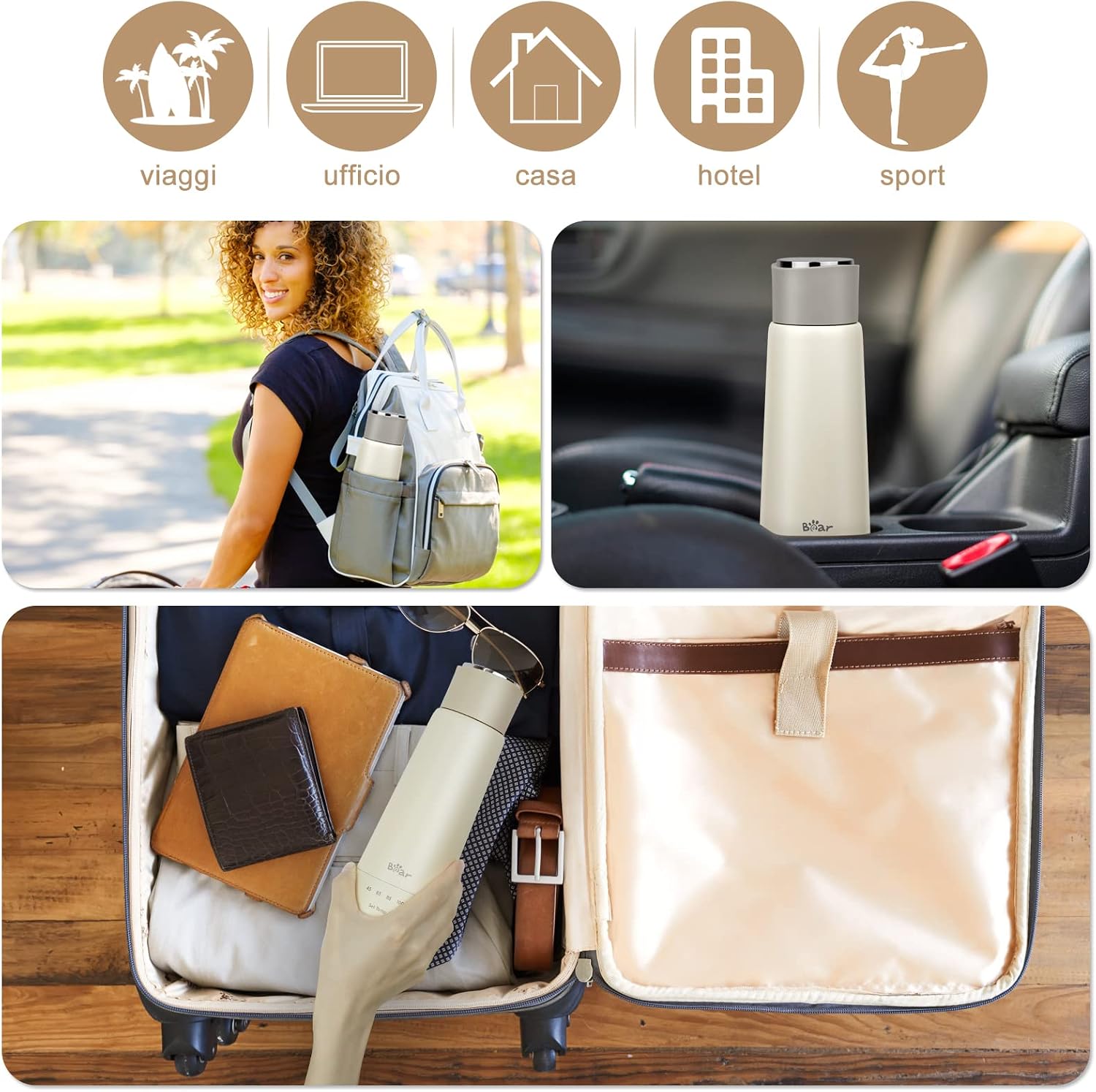Detalle 2 de Bear 300 Ml 4-Temperature Bollitore Elettrico: 3-in-1 per viaggi e casa