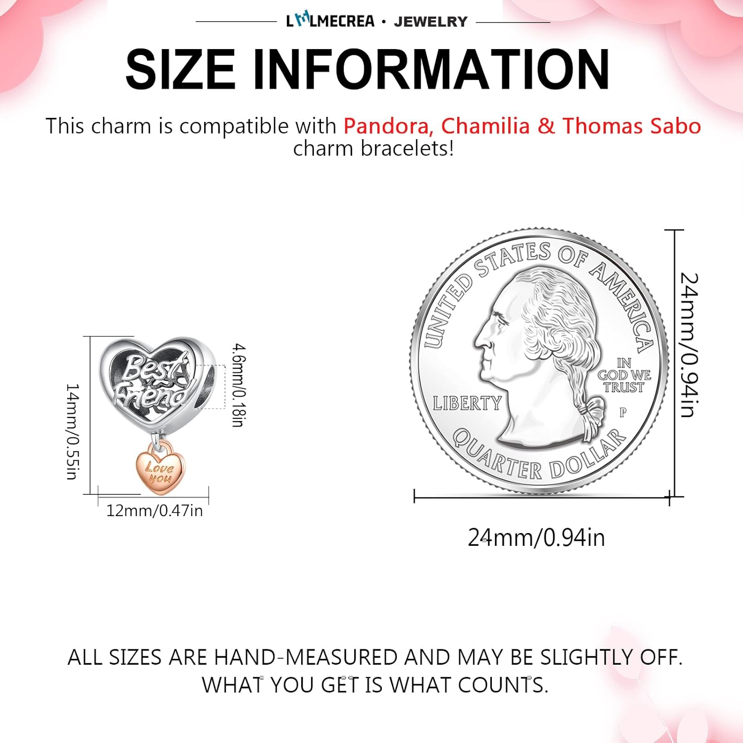 Thumbnail 1 de LMLMECREA Anhänger Charm 925 Sterling Silber – Liebe Charm für europäische Armbänder