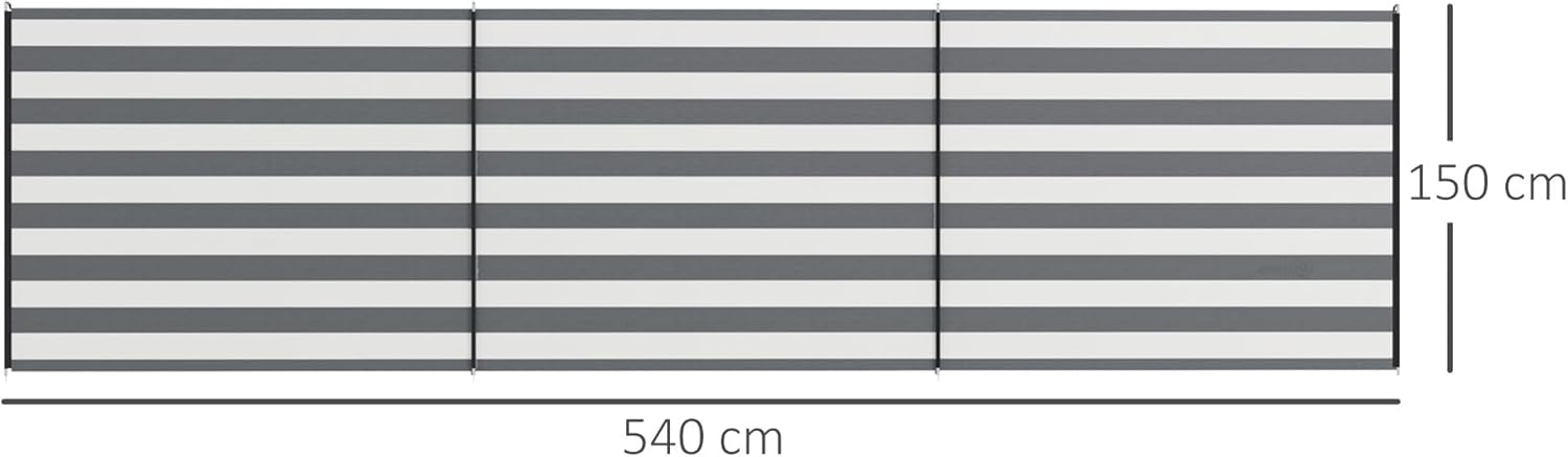 Thumbnail 6 de Outsunny Paravent brise-vent de camping pliable 540 x 150 cm (gris et blanc)