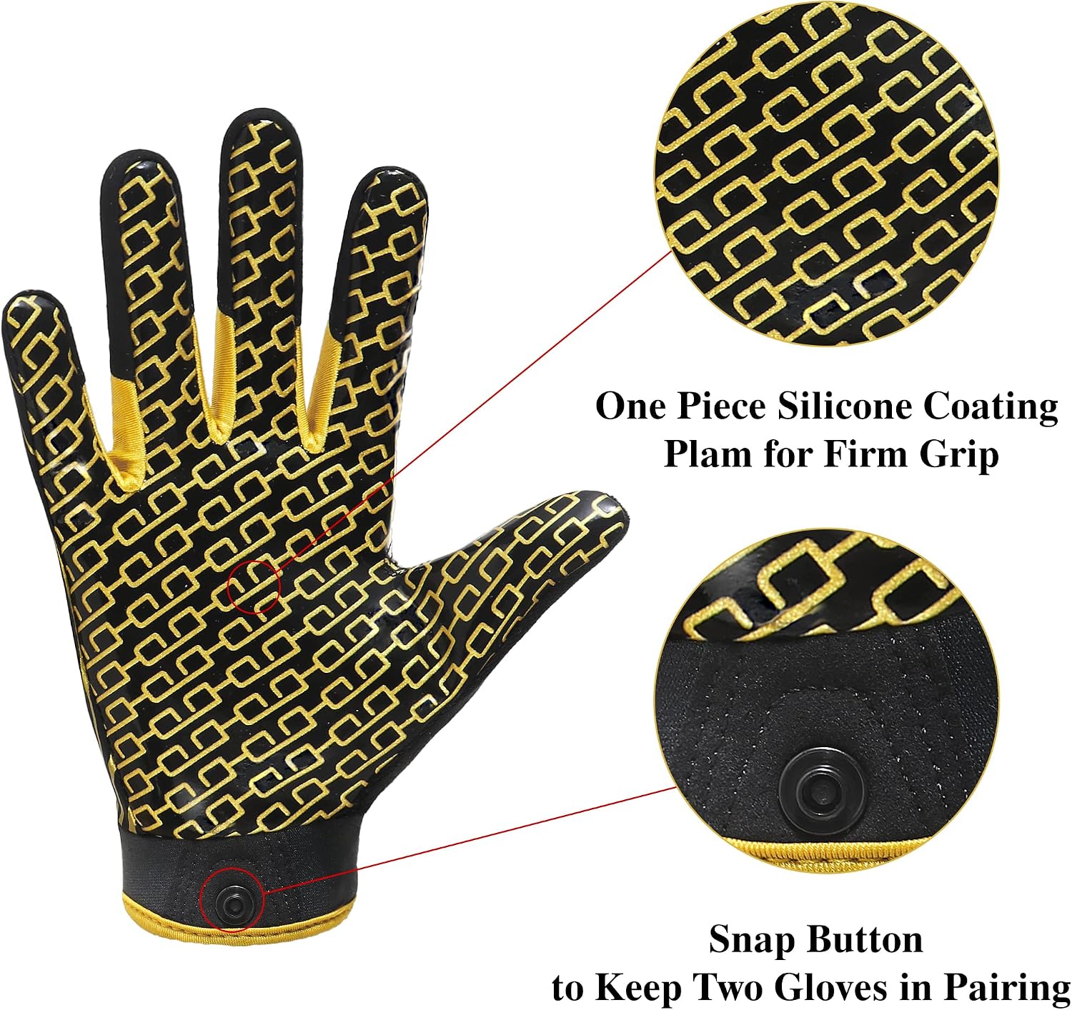 Detalle de HANDLANDY Youth Football Gloves (Kids Sticky Receiver Gloves) with Tacky Silicone Palm Grip