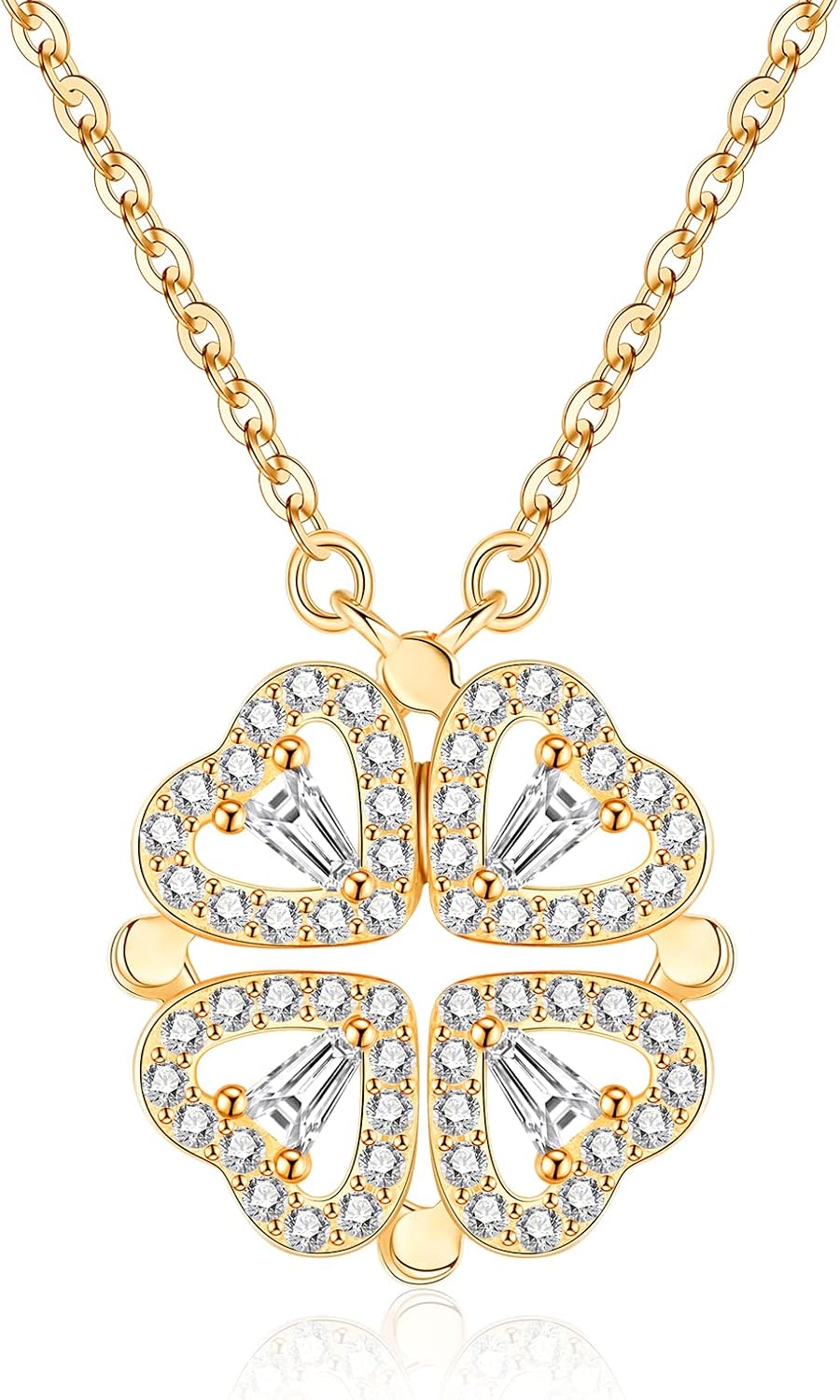 Detalle de Jrêveinfini Collier trèfle à 4 feuilles en argent 925 pour femme (pendentif 15 mm) avec emballage cadeau