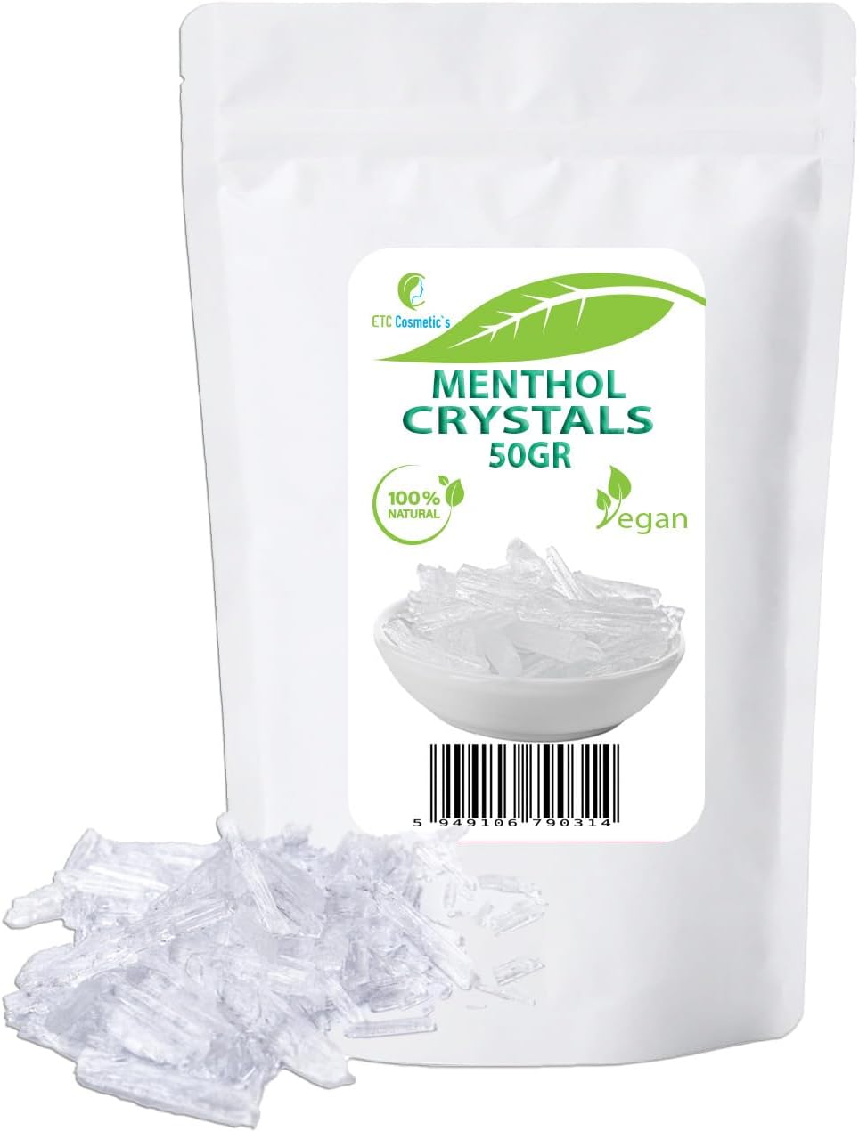 Detalle 2 de Cristalli di mentolo 50 g: ingrediente naturale per formule cosmetiche, gel e accessori per sauna