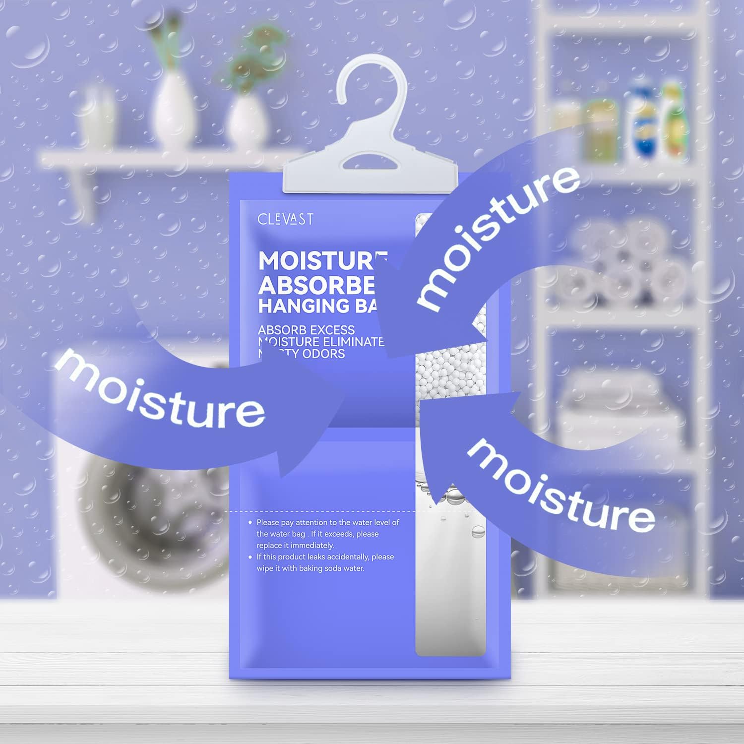 Thumbnail 4 de CLEVAST Déshumidificateurs d'armoire – 10 sachets de 230 g pour placards et sous-sols