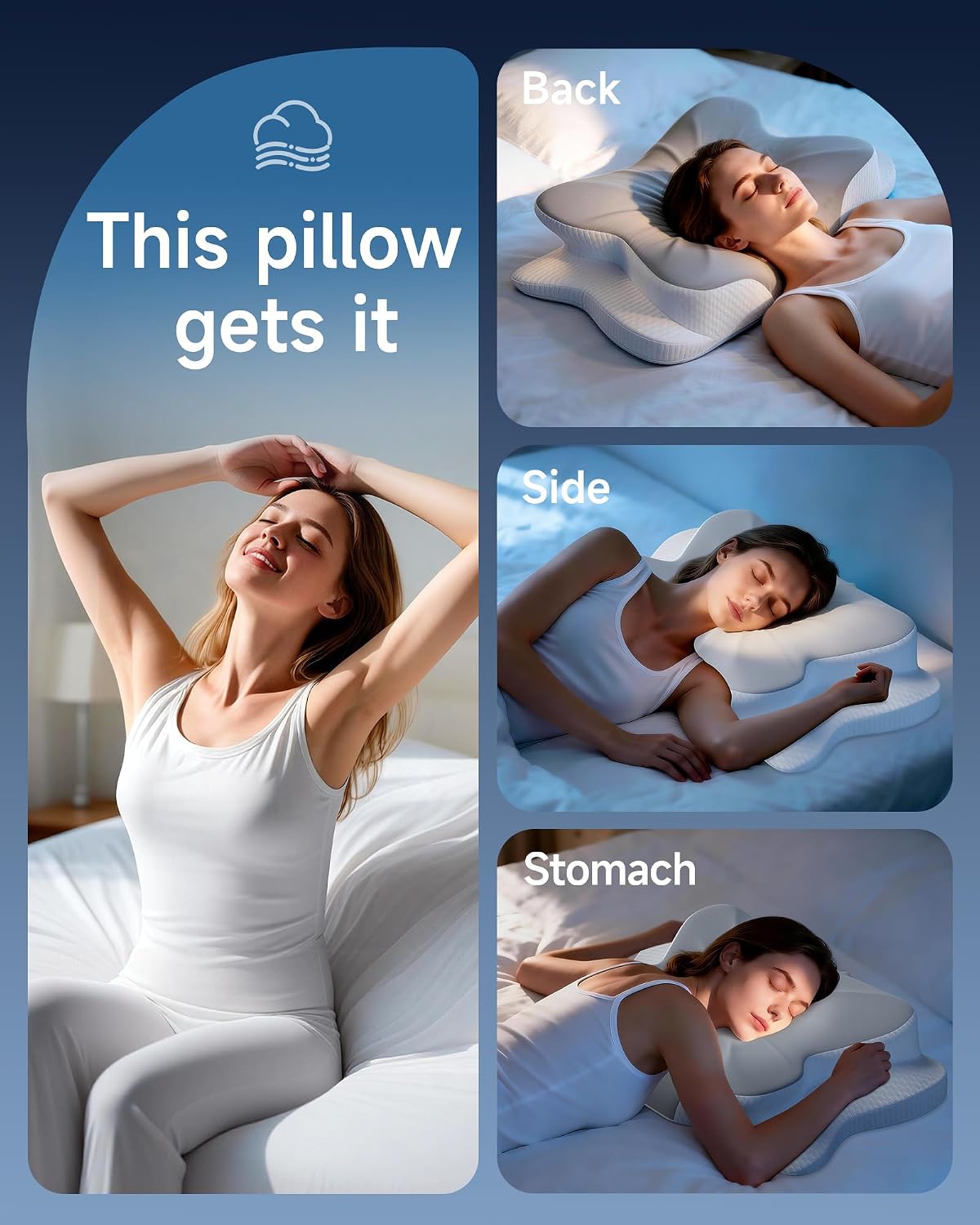 Detalle 1 de iSkey Ergonomic Cervical Pillow with 3 Firmness Levels and Butterfly Contour