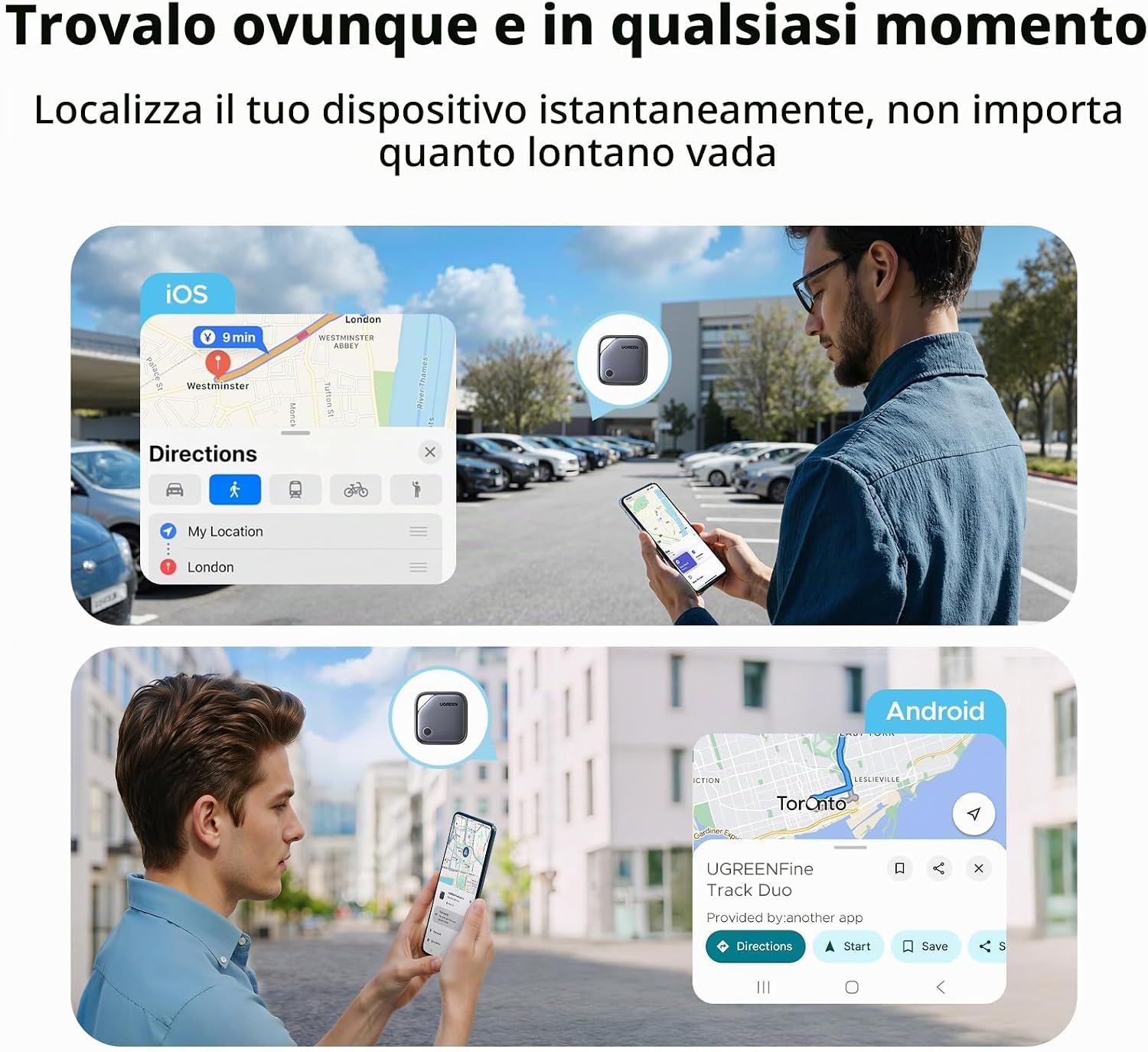 Detalle 2 de UGREEN FineTrack Duo localizzatore Bluetooth 4 pezzi