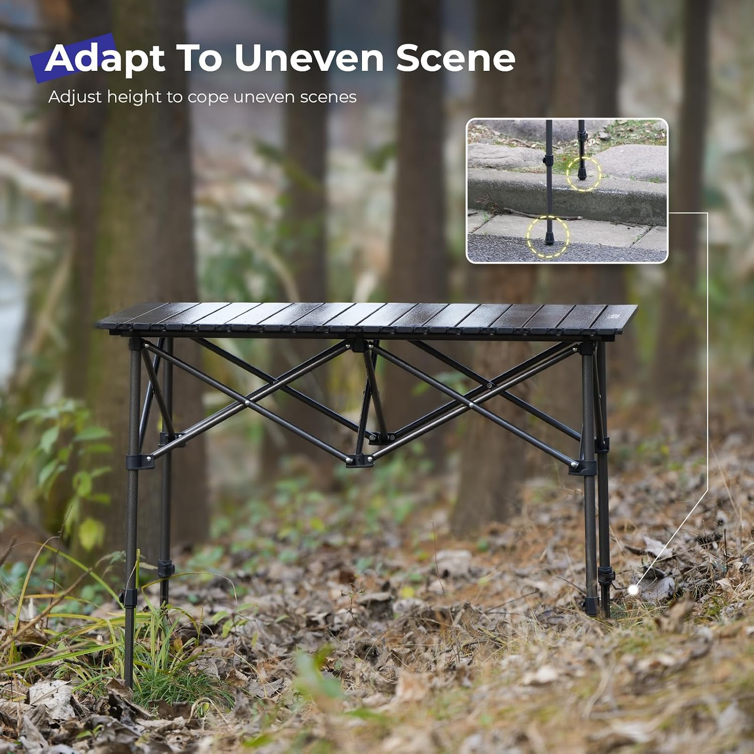 Thumbnail 3 de Byliable BYCT37INN-USFBA Folding Camping Table, Adjustable Height, Aluminum Top
