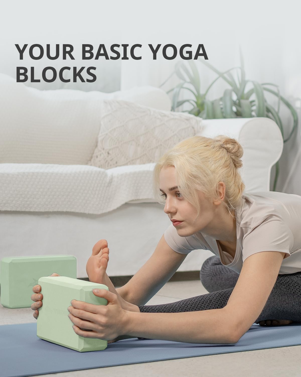 Detalle de Trideer Yoga Blocks 2 Pack: Soft Foam Support for Alignment, Flexibility, and Confidence