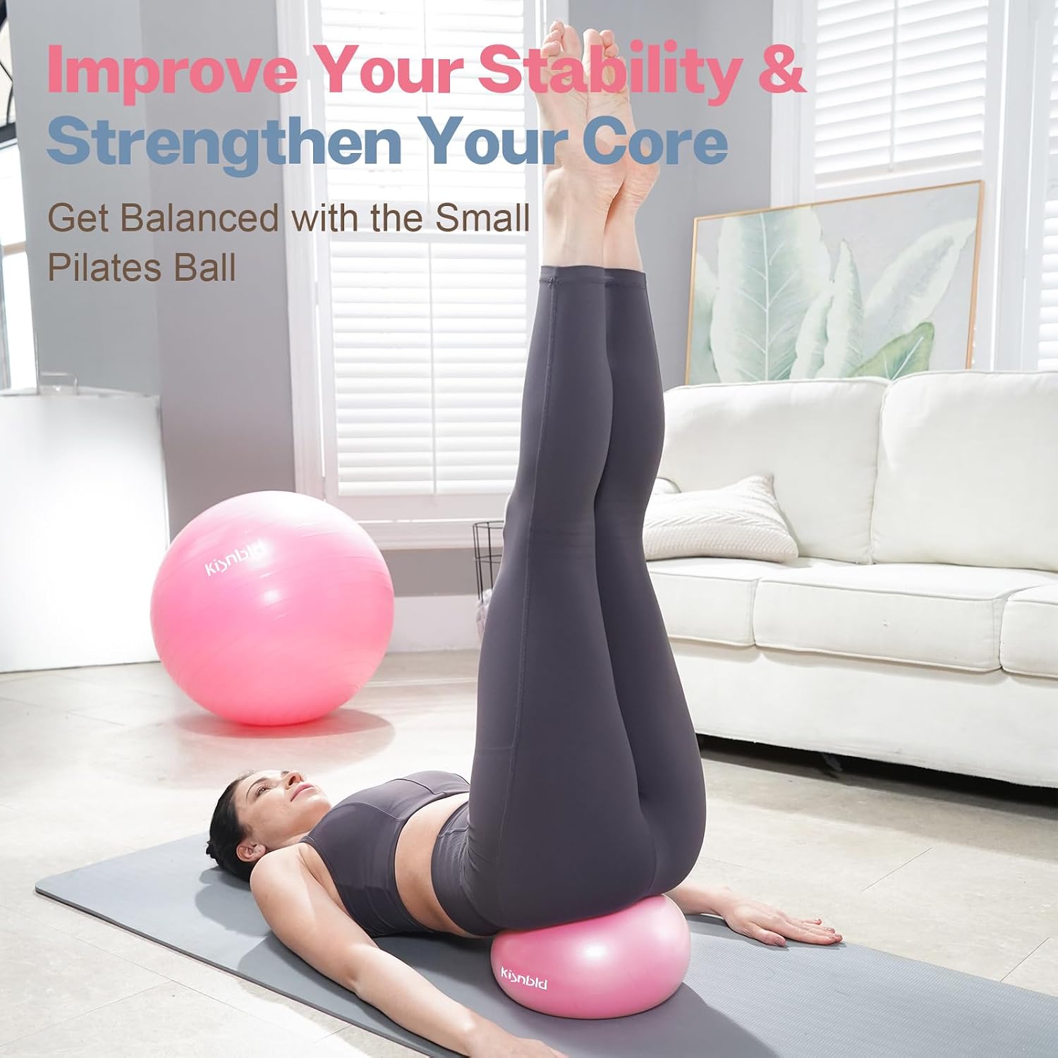 Detalle 2 de kisnbld 9-Inch Small Exercise Ball: Mini Pilates Core Ball for Home Workouts