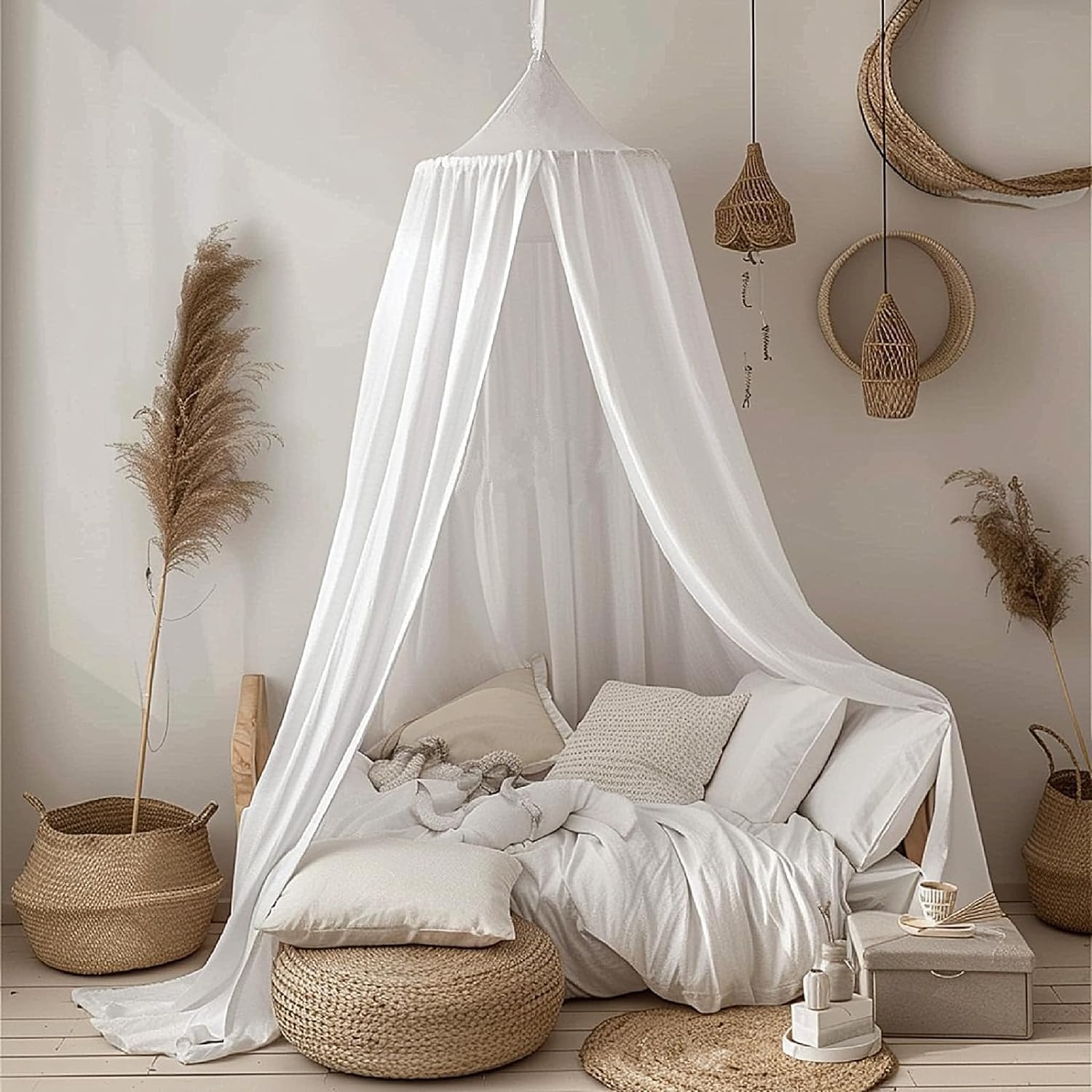 Detalle de Ginkago Ciel de Lit bedhemel voor kinderen, wit polyester, 280 cm hoog