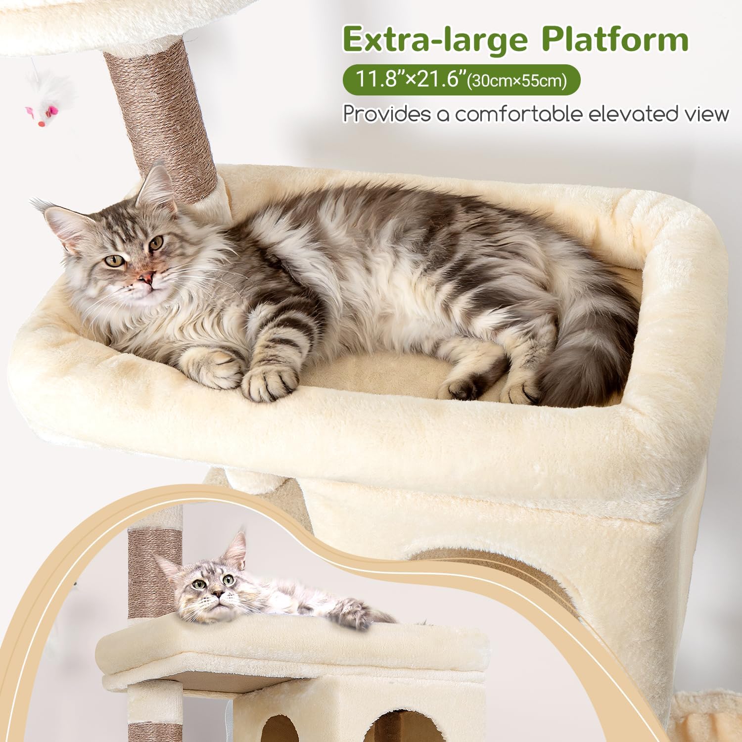 Detalle de Globlazer S72 Heavy-Duty Cat Tree, 72-Inch, 6 Levels, Beige