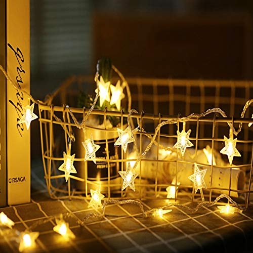 Detalle de Adispotg Luces de Hadas Estrella 20ft con 40 LEDs, batería, 2 modos