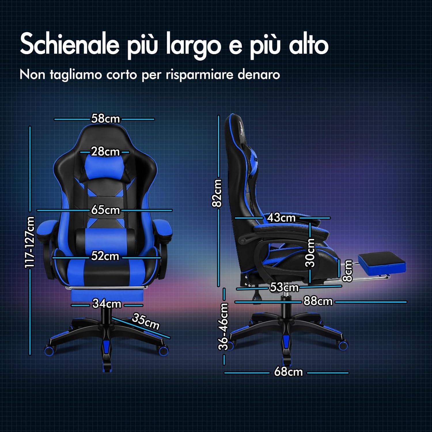 Detalle de ALFORDSON Sedia da Gaming Massaggiante con Poggiapiedi Telescopico: Ergonomia, massaggio e stile per sessioni prolungate