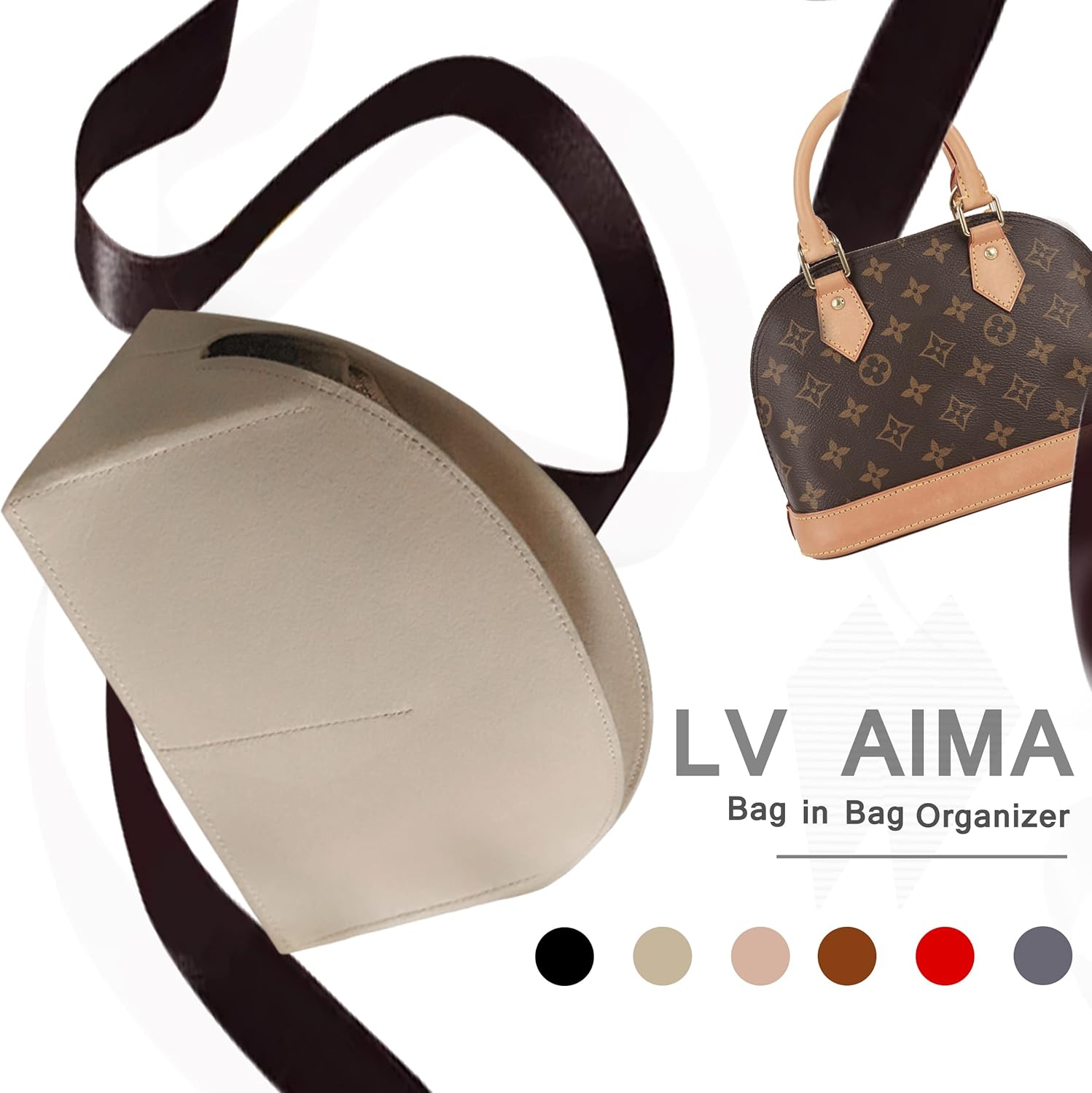 Thumbnail 1 de Soyizom Handbag Organiser for Alma Insert (Alma PM/BB) – Felt Bag Pouch