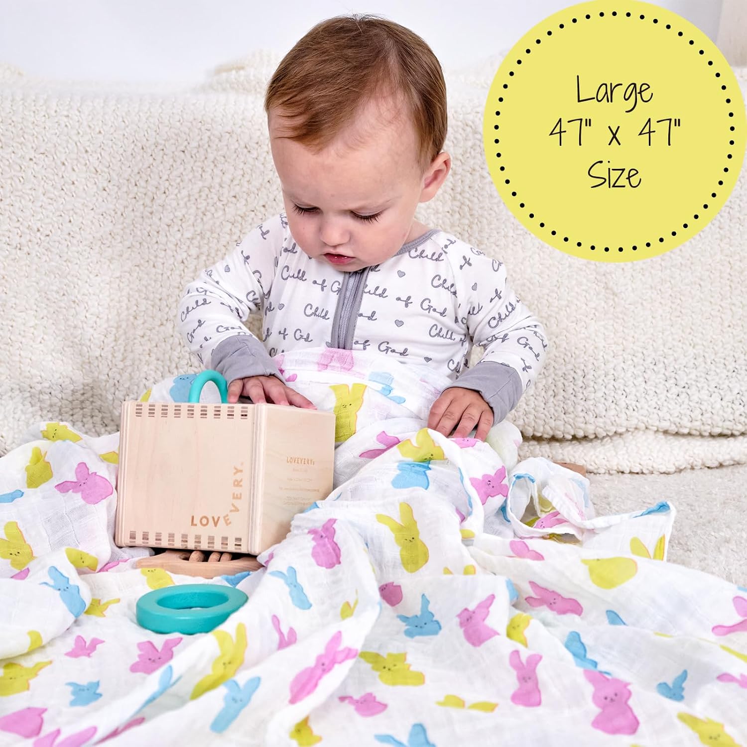 Detalle 1 de LollyBanks Muslin Swaddle Blanket 47 x 47 in