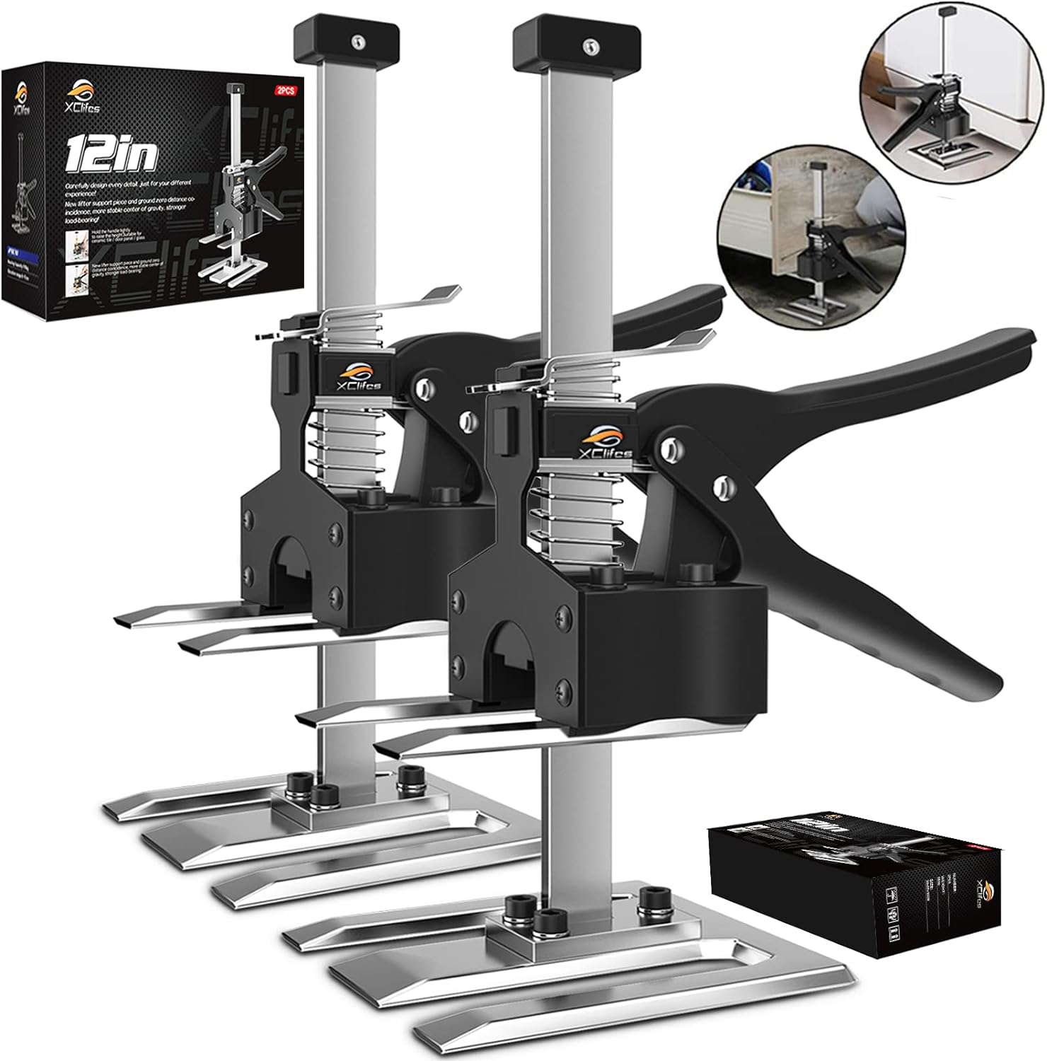Detalle de XClifes 1 Labor-Saving Arm Jack, 2-Pack Steel Furniture Lifter, 450 lb