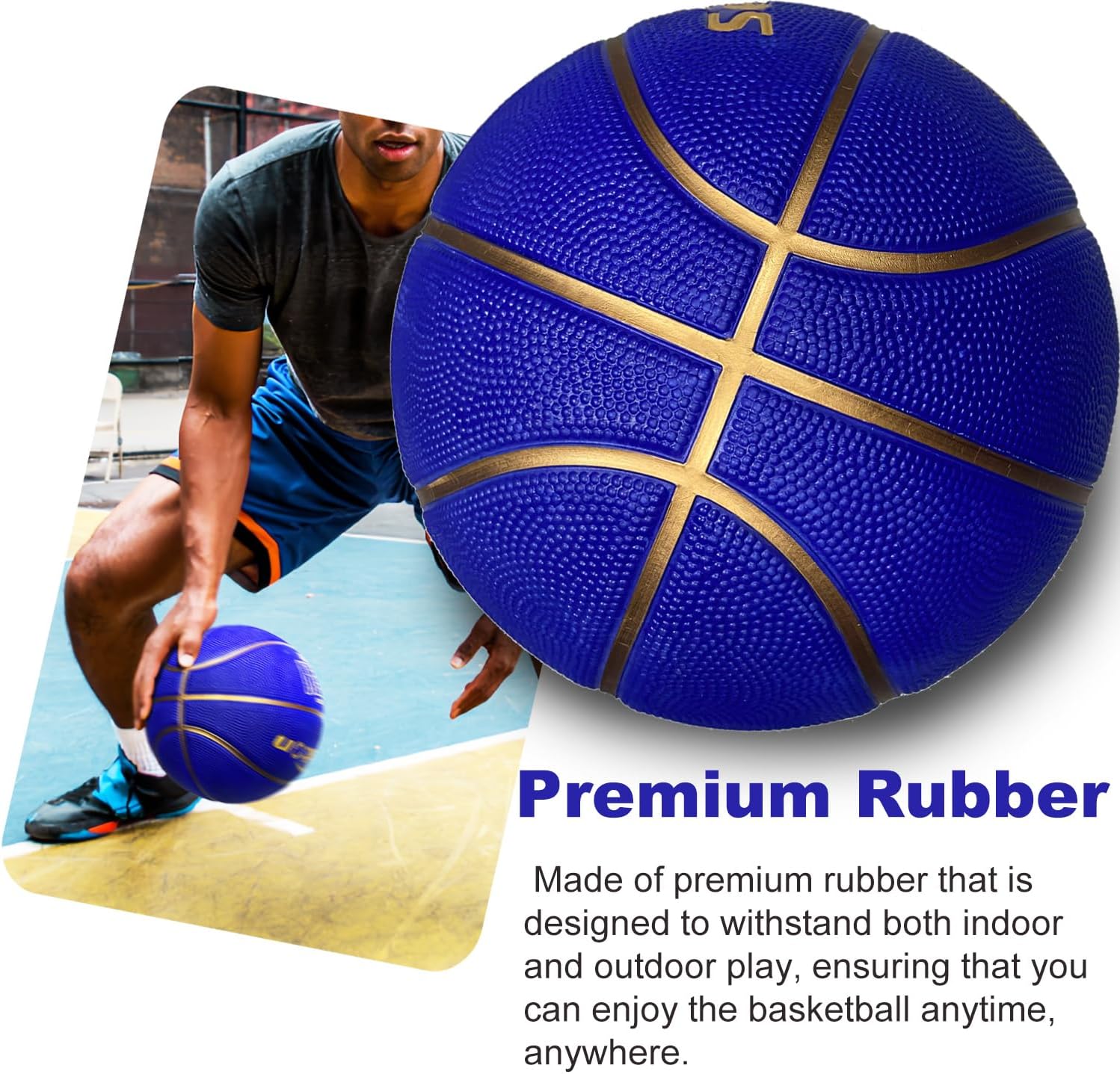 Detalle de Senston 706 Basketball, Size 7 Rubber Ball with Pump for Indoor and Outdoor Play