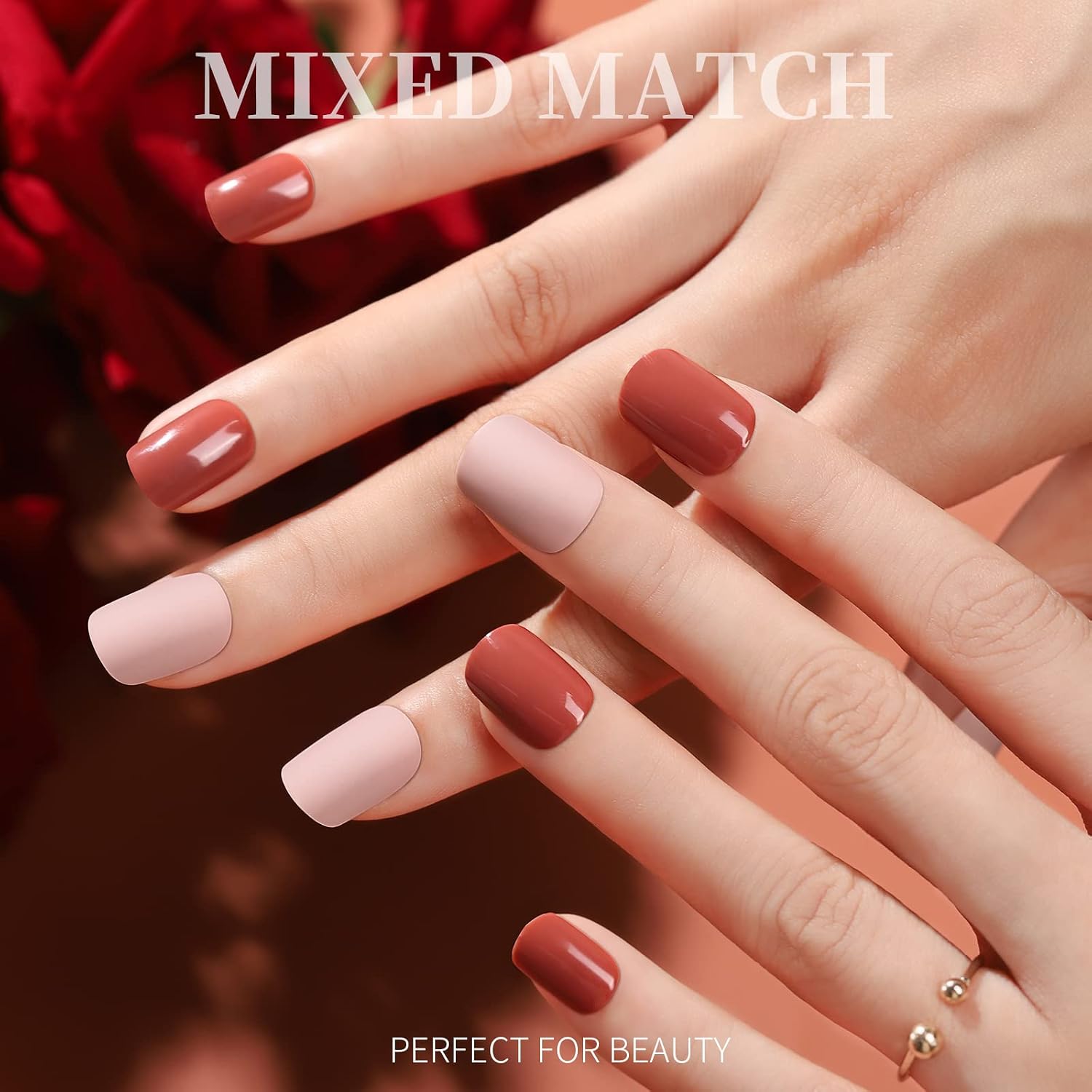 Thumbnail 3 de Teenitor Short Square Press on Nails (576 pcs) with Glue and Adhesive Stickers, Matte & Glossy Short False Nails