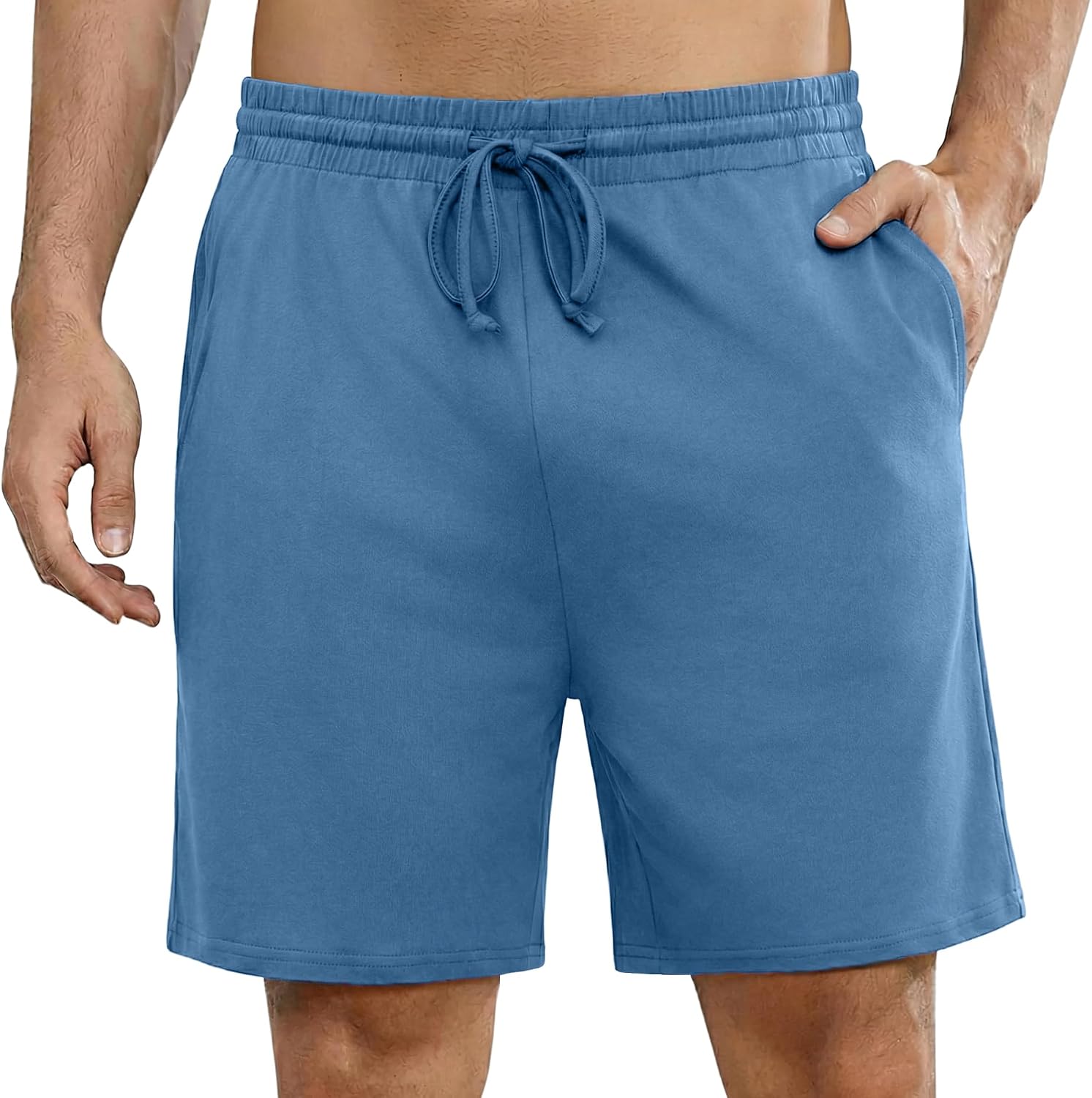 Detalle de Bresdk short de pyjama court homme en coton avec élasthanne (pour la détente et l’été)