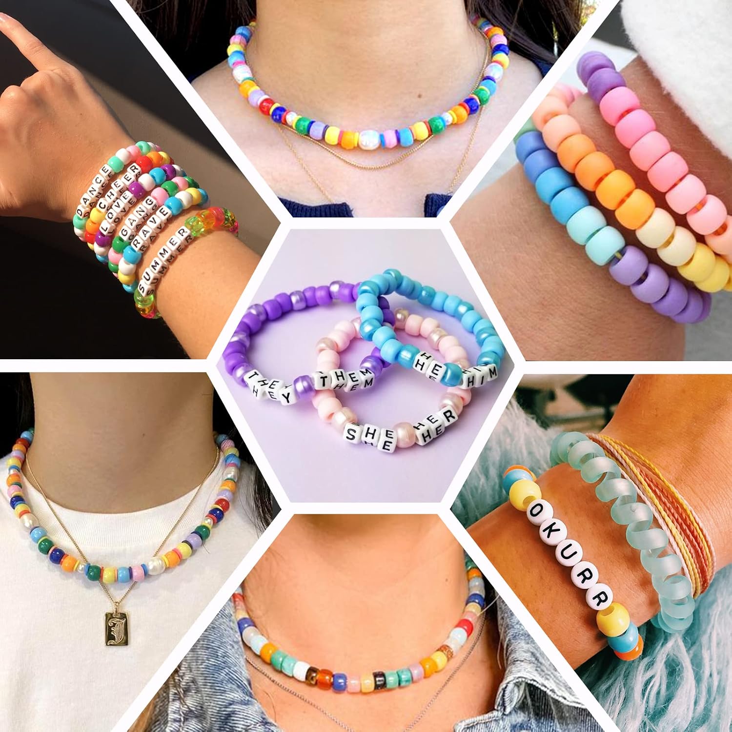 Detalle 2 de QUEFE 48-Color Pony Bead Bracelet Making Kit with Letter Beads