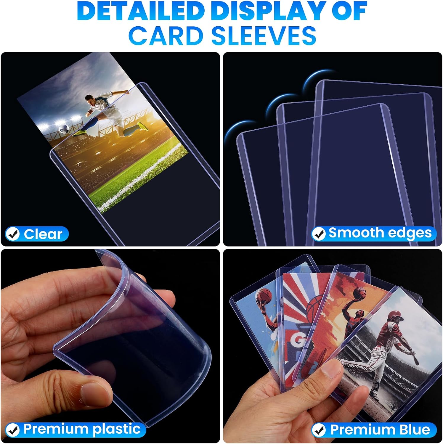 Thumbnail 3 de 200 Card Sleeves Top Loaders (3" x 4"): 100 Hard Top Loaders + 100 Penny Sleeves for Baseball, Football & Sports Cards
