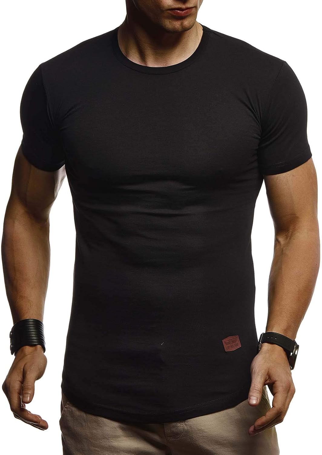 Detalle de Leif Nelson Herren Casual T-Shirt (Kurzarm) mit tailliertem Schnitt