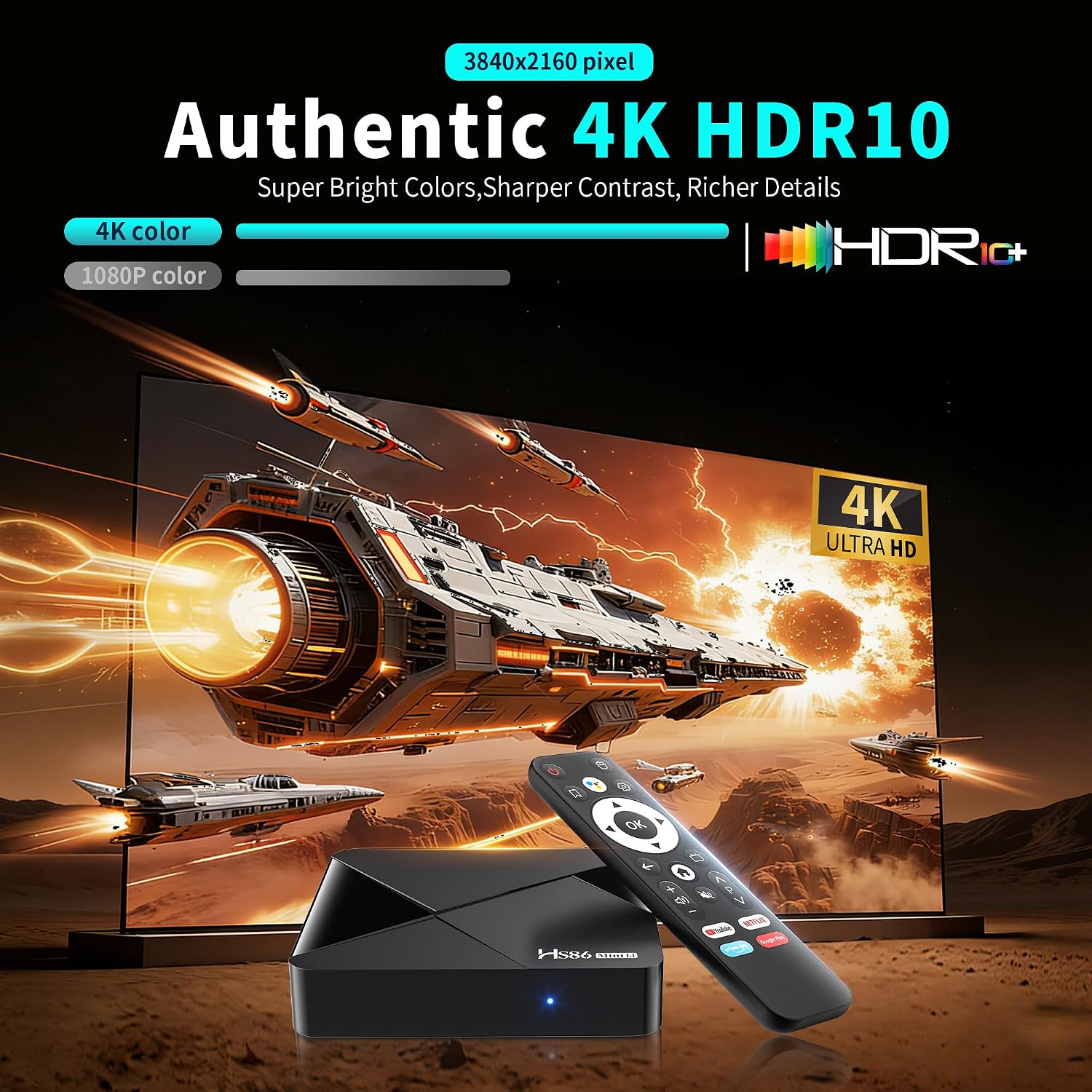 Detalle 2 de Android 14.0 TV Box with RK3518 Quad-Core: 2GB RAM, 16GB ROM, 4K streaming