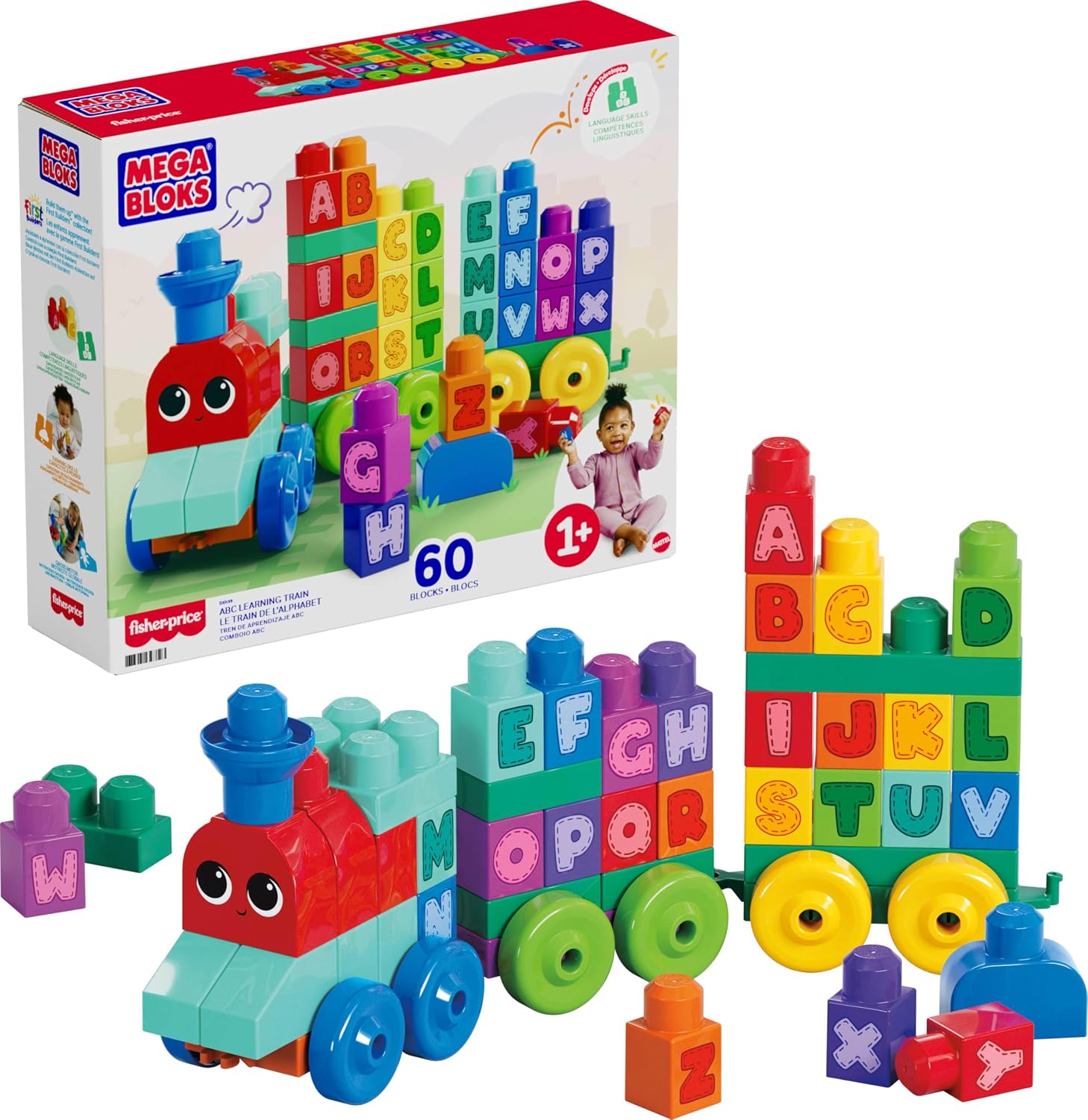 Detalle de MEGA BLOKS DXH35 アルファベット列車ブロックセット 60ピース・A〜Z対応