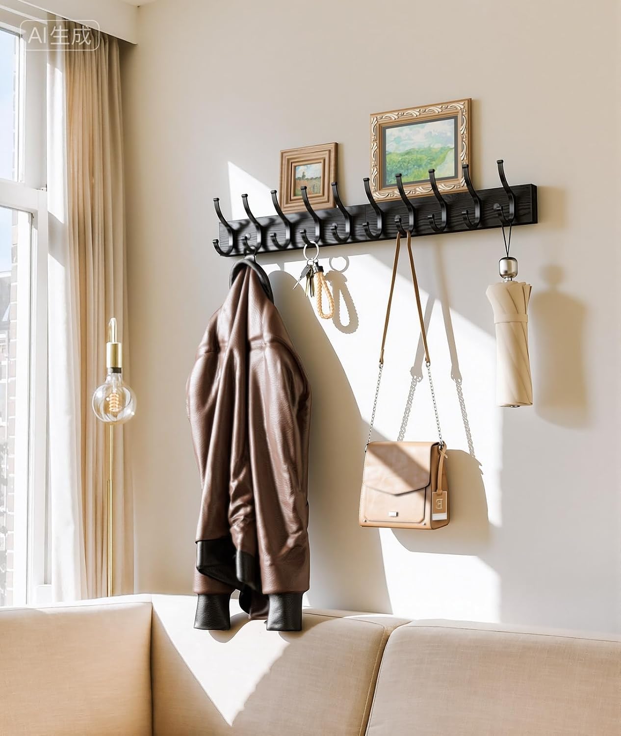 Detalle 2 de Optish Wall-Mounted Coat Rack, 16.1-Inch