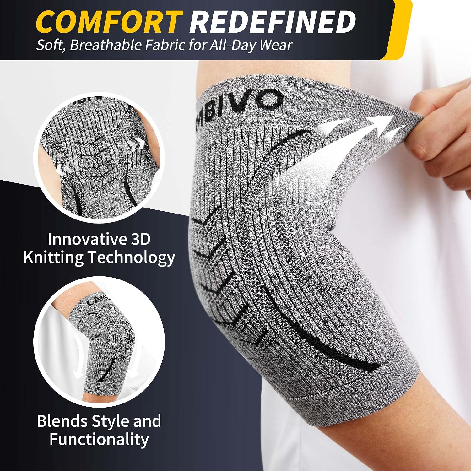 Detalle 2 de CAMBIVO 2 Pack Elbow Support Compression Sleeves for Tennis Elbow & Golf Elbow