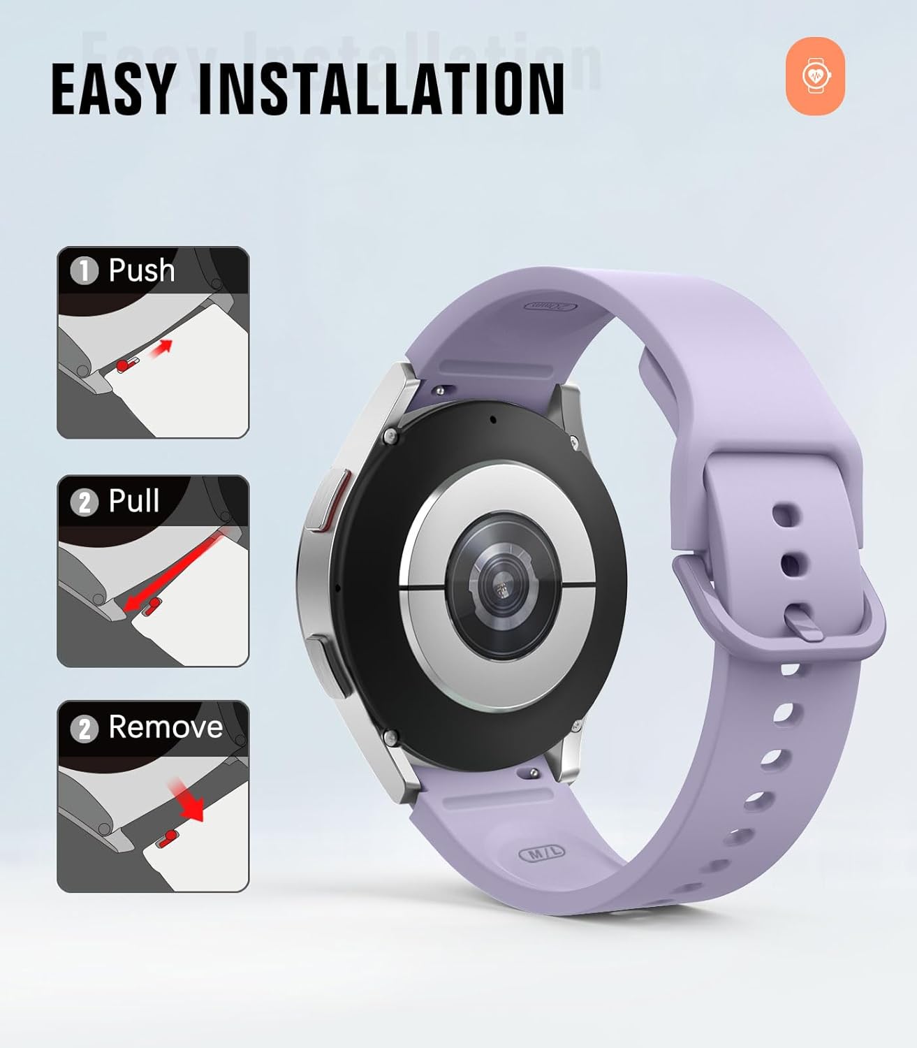 Thumbnail 6 de MoKo No Gap Silicone Strap for Samsung Galaxy Watch Series (40mm–47mm) – 20mm Quick Replacement