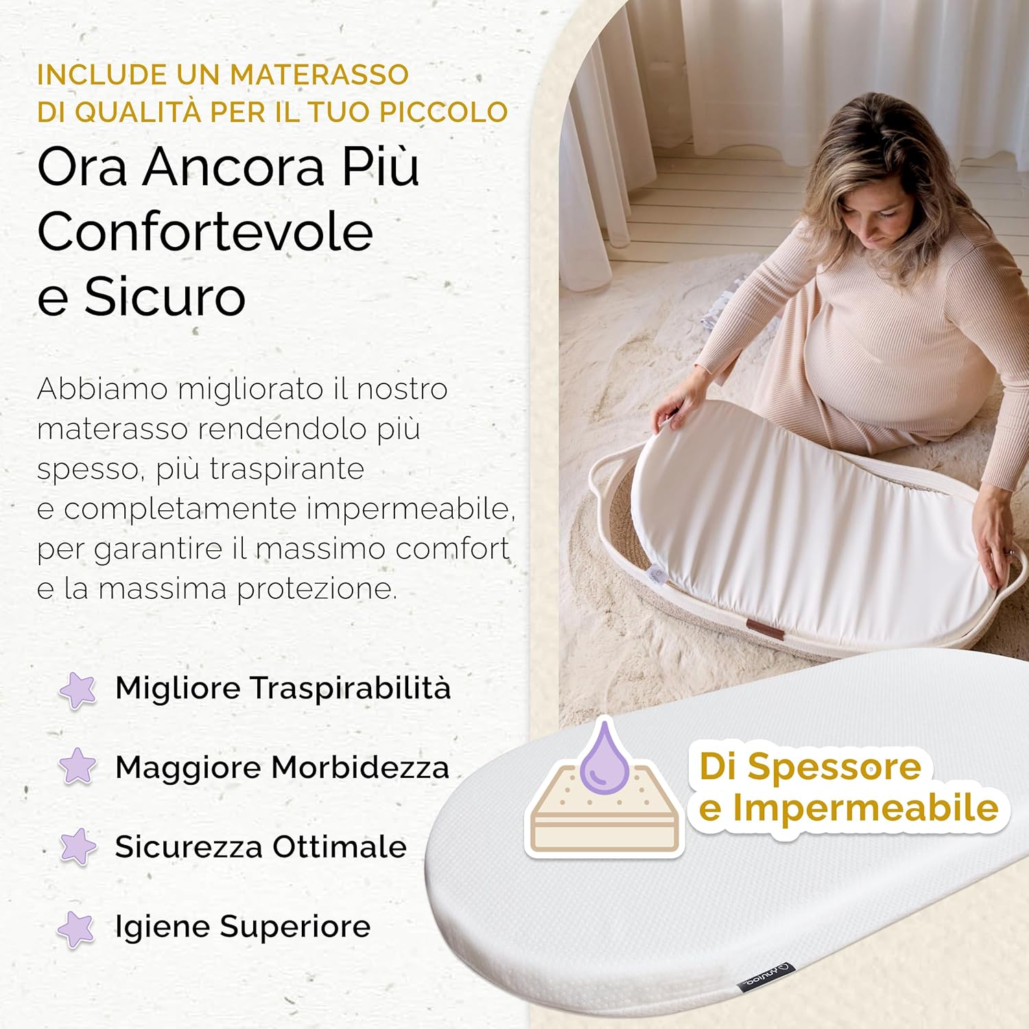 Thumbnail 3 de Yunioo Cesta Fasciatoio per Neonato con Materassino Impermeabile – Fasciatoio Portatile in Cotone, Morbido e Durevole