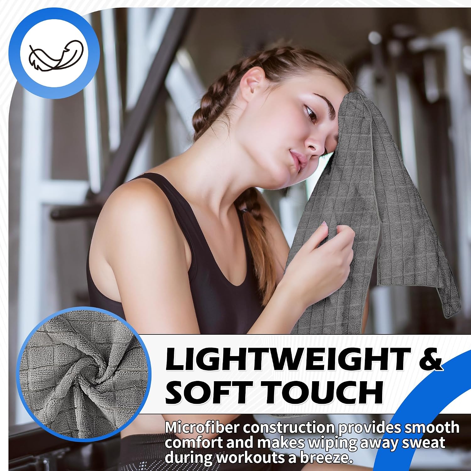 Thumbnail 2 de HOMERHYME HR-43GT03PK-G Microfiber Workout Towels, 3-Pack, 16 x 27 Inch