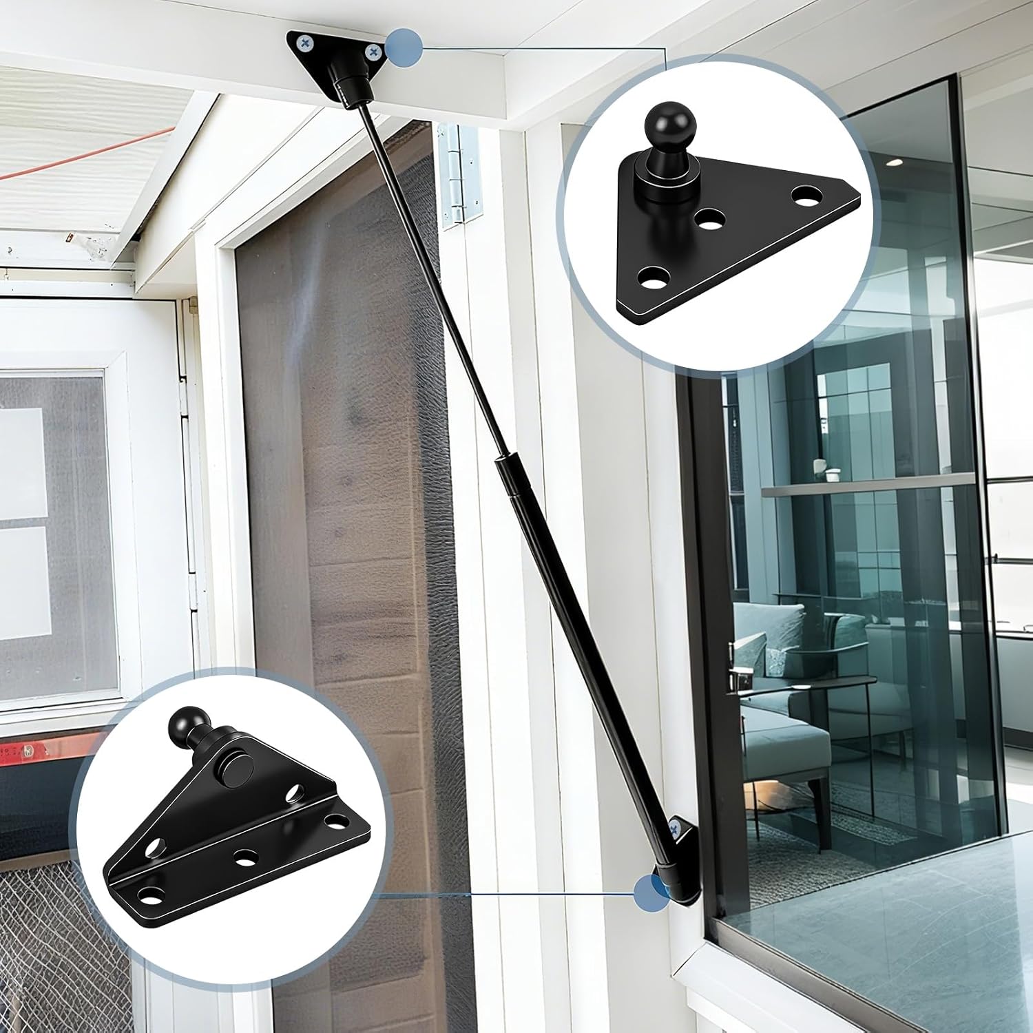 Thumbnail 5 de CEOTIS 10-mm Kugelbolzen Montagehalterung breit – Montage-Set für Gasdruckdämpfer (4 Stück), schwarz