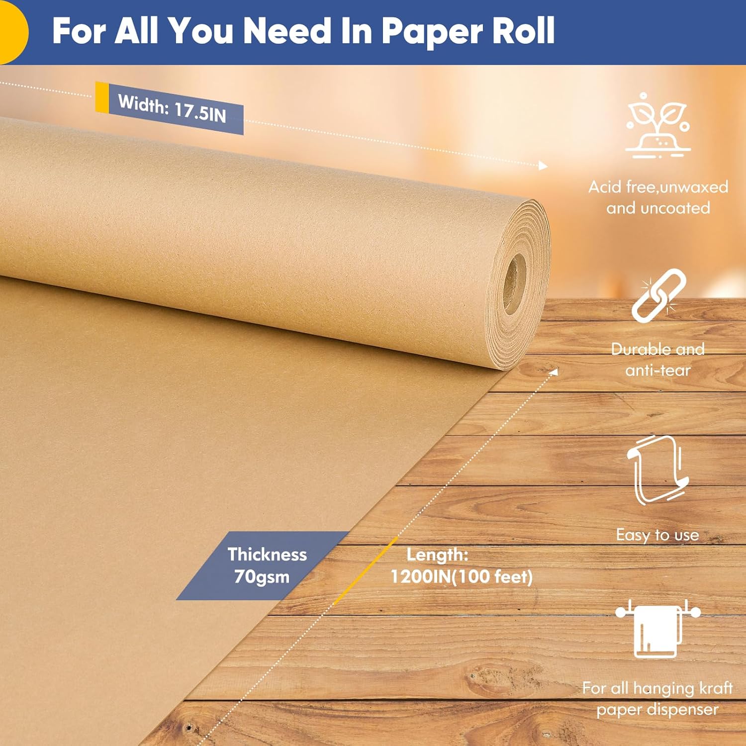Detalle 2 de Vanhench Kraft Paper Roll 100 Feet
