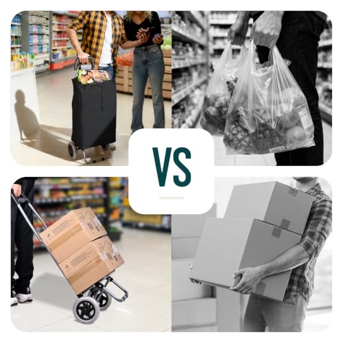Thumbnail 3 de VOUNOT Chariot de Courses 2 Roues Pliable – 59L, 2 en 1, Sac Oxford avec Poche Zippée