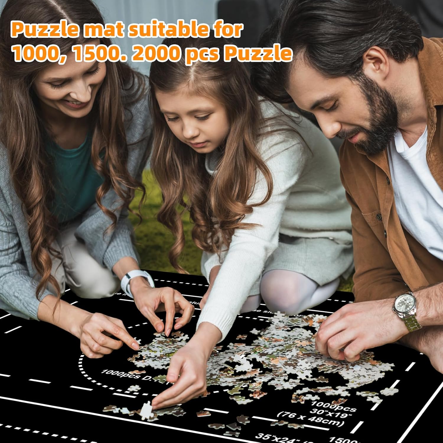 Detalle 2 de MOZOOSON Puzzlematte: Rollbare Filz-Puzzlematte für 1000–2000 Teile mit Sortierboxen