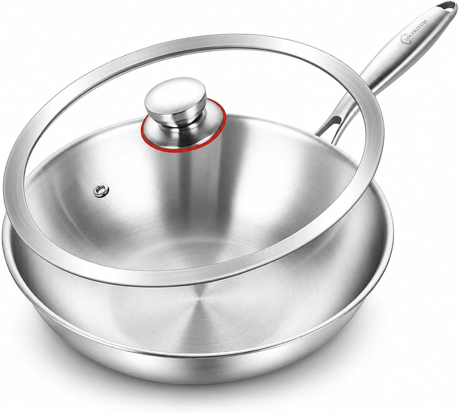 Detalle de LOLYKITCH 12 Inch Tri-Ply Stainless Steel Wok Pan